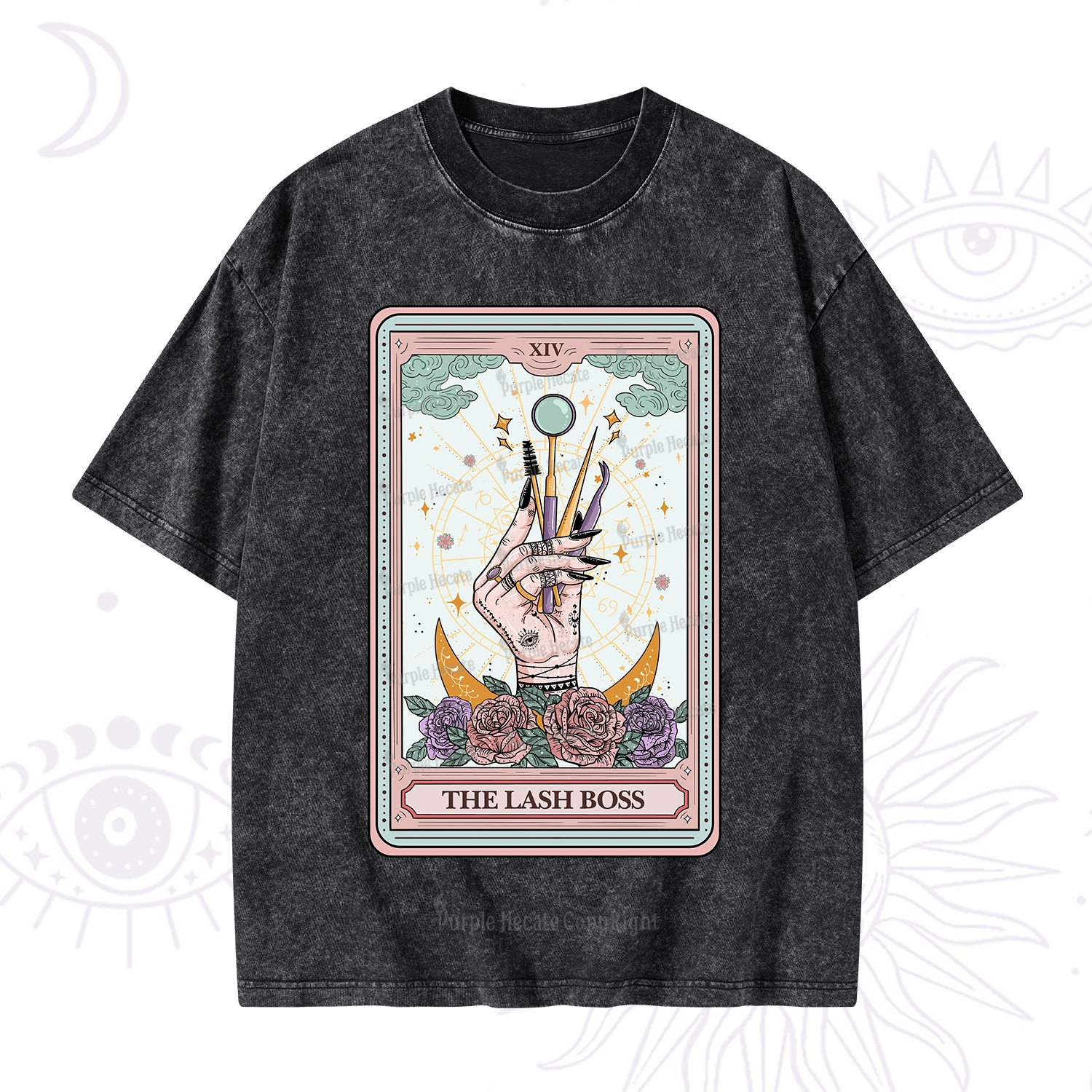 Purplehecate The Lash Boss Tarot Card Washed T-Shirt