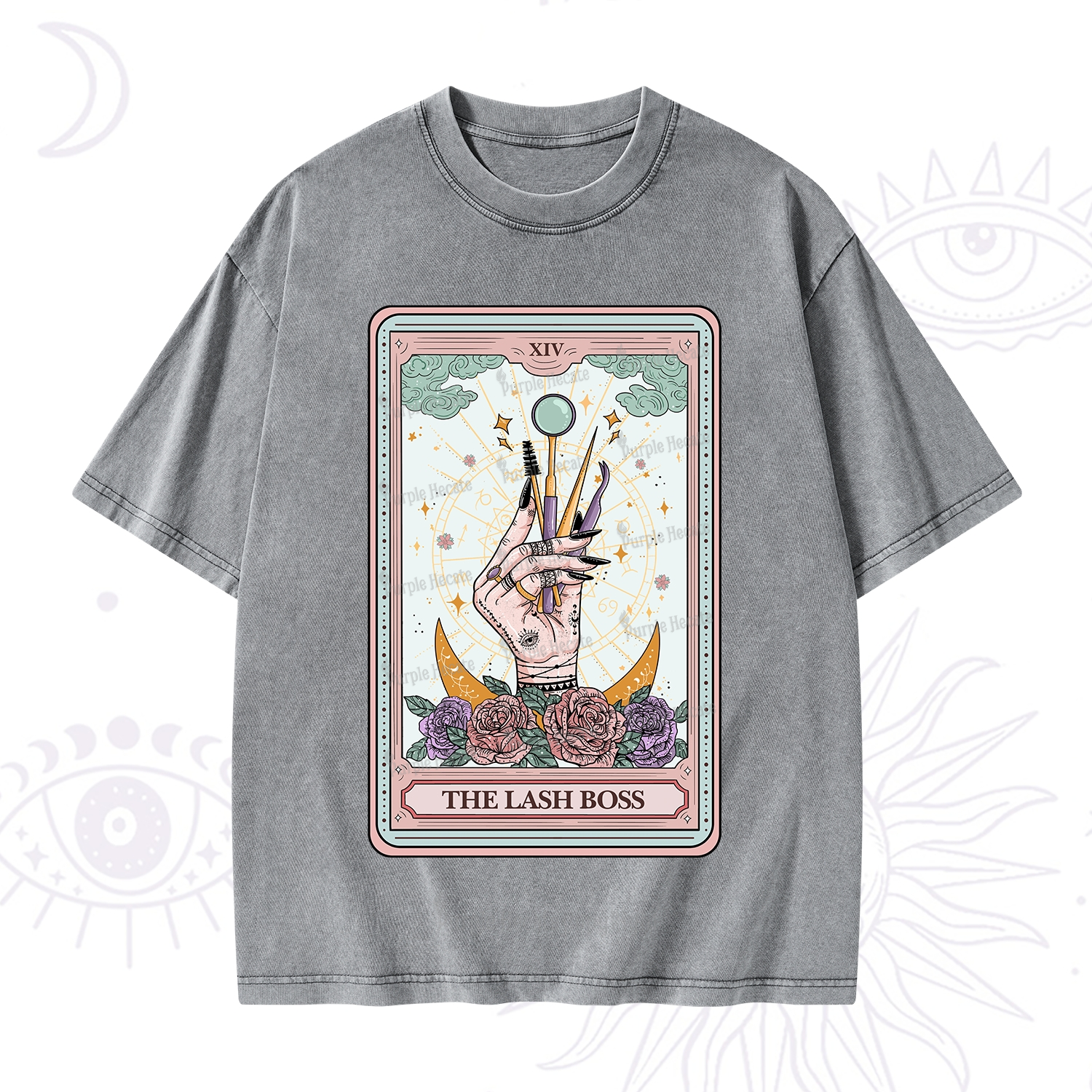 Purplehecate The Lash Boss Tarot Card Washed T-Shirt