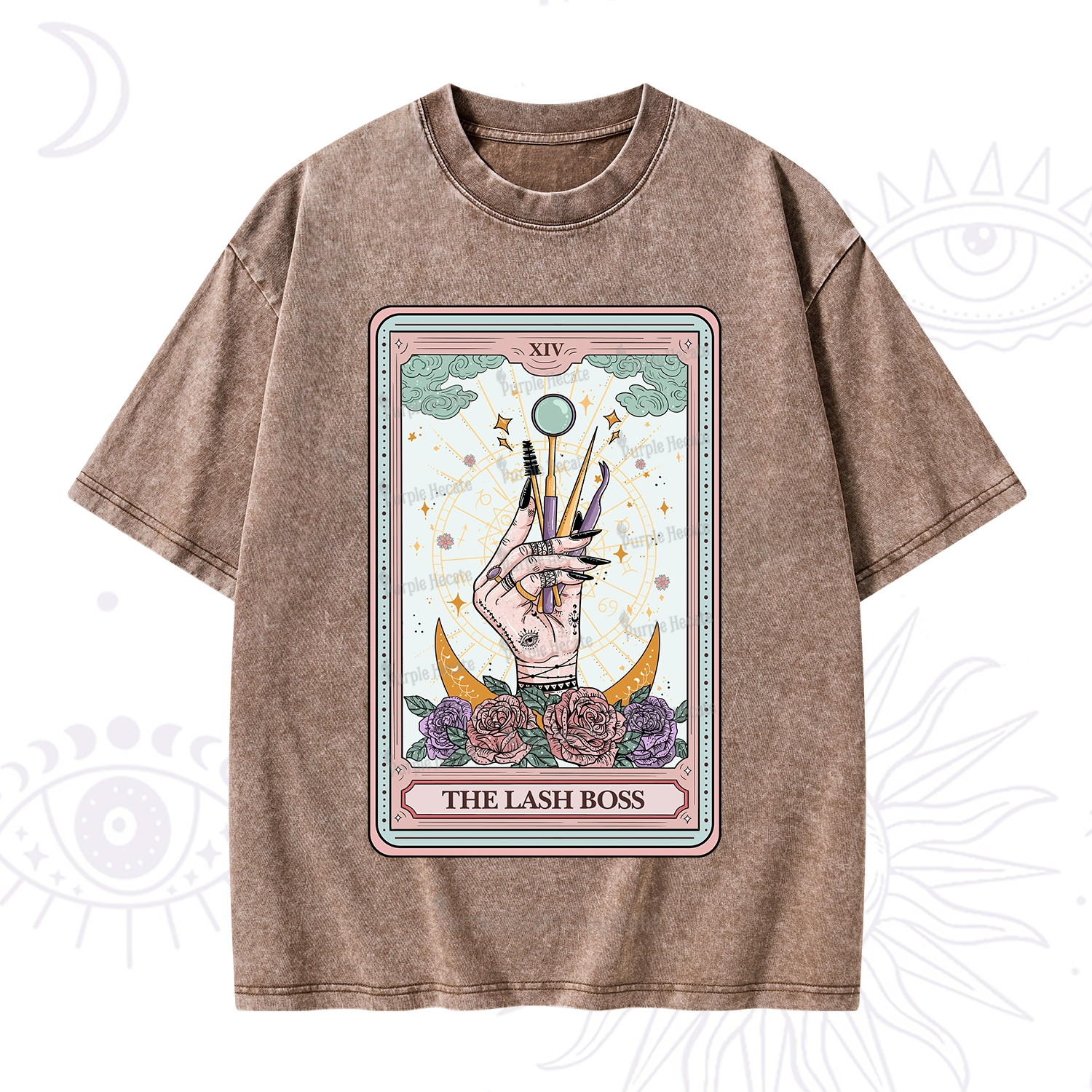 Purplehecate The Lash Boss Tarot Card Washed T-Shirt