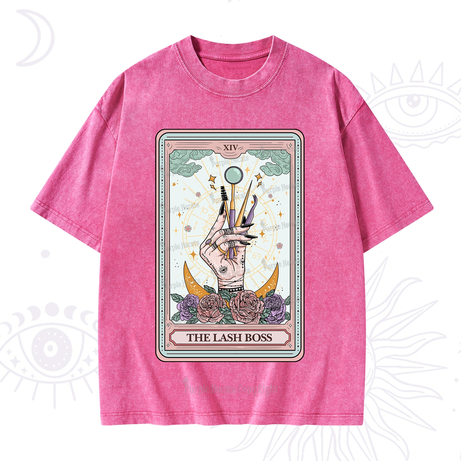 Purplehecate The Lash Boss Tarot Card Washed T-Shirt