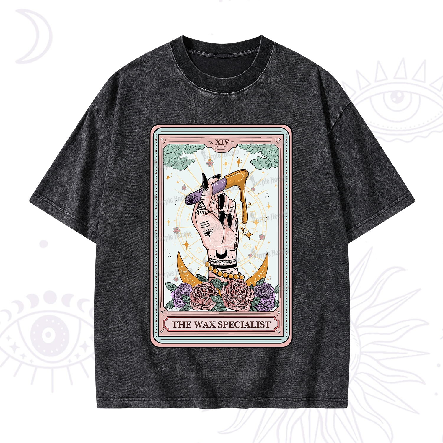 Purplehecate The Wax Specialist Tarot Card Washed T-Shirt