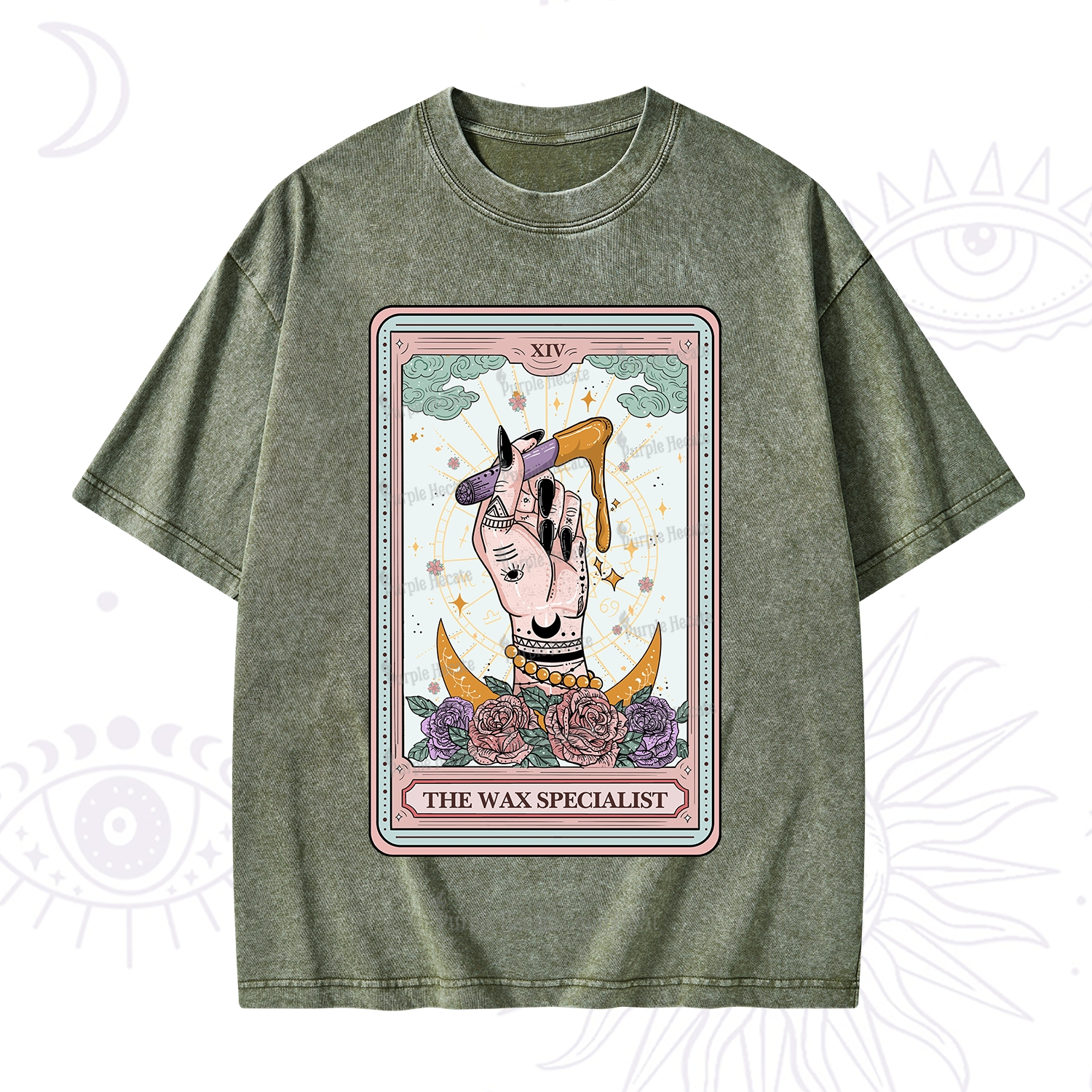 Purplehecate The Wax Specialist Tarot Card Washed T-Shirt