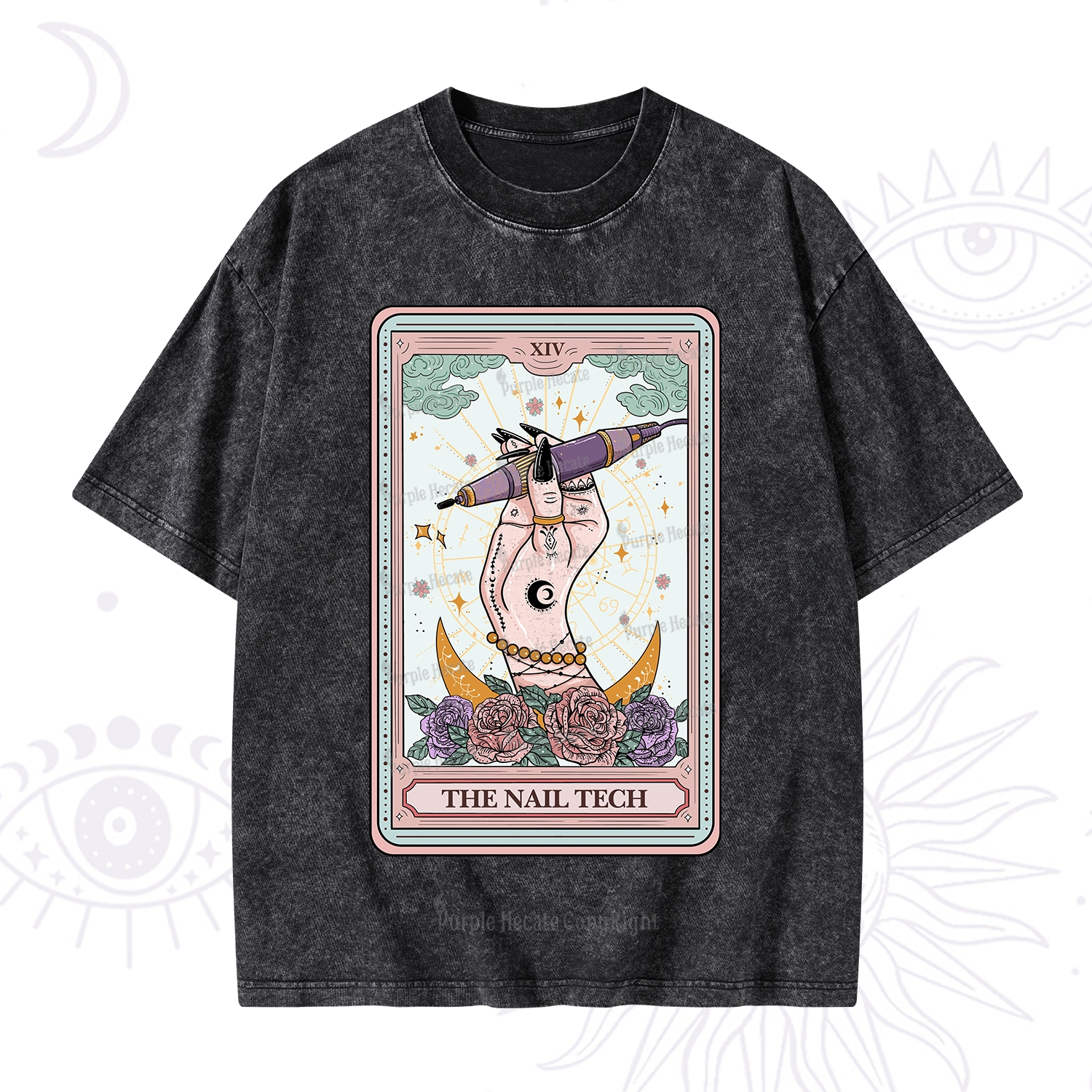 Purplehecate The Nail Tech Tarot Card Washed T-Shirt