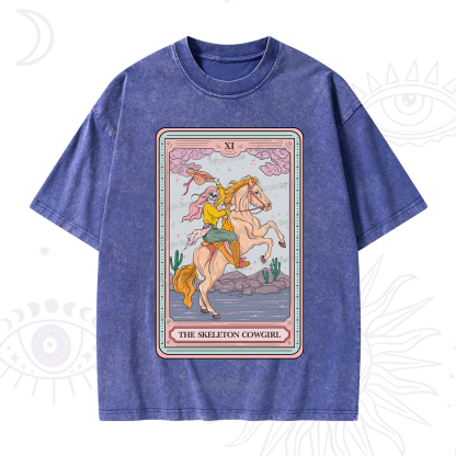 Purplehecate The Skeleton Cowgirl Tarot Card Washed T-Shirt