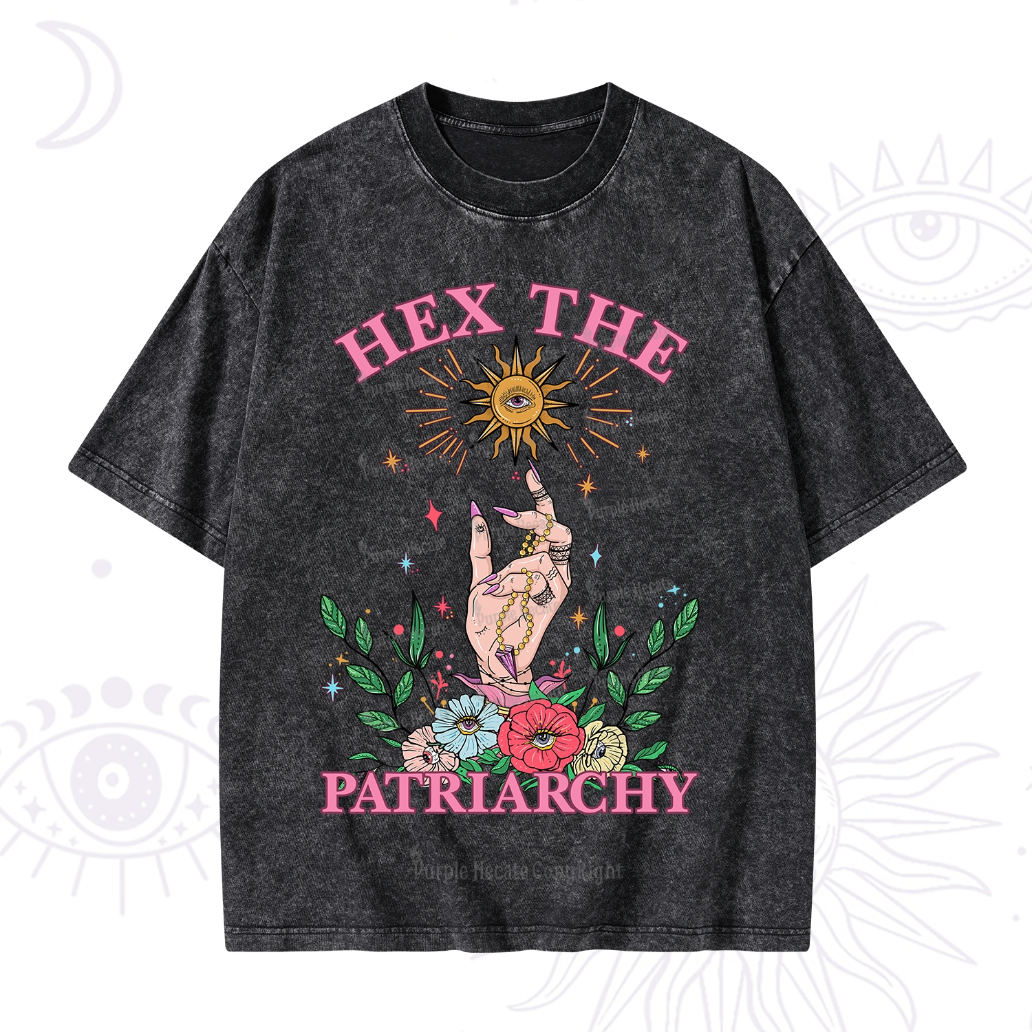 Purplehecate Hex The Patriarchy Witchy Washed T-Shirt
