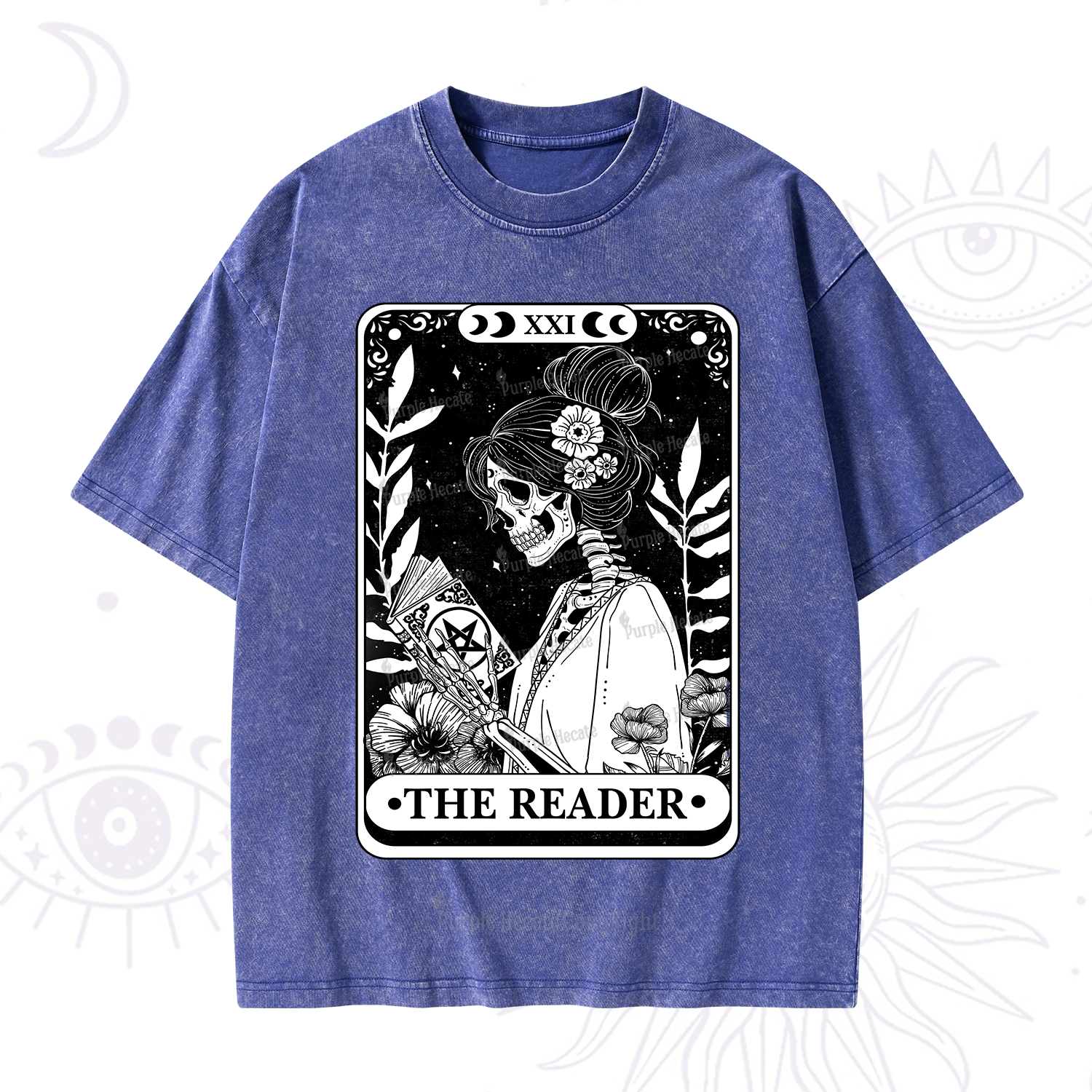 Purplehecate The Reader Skeleton Tarot Washed T-Shirt