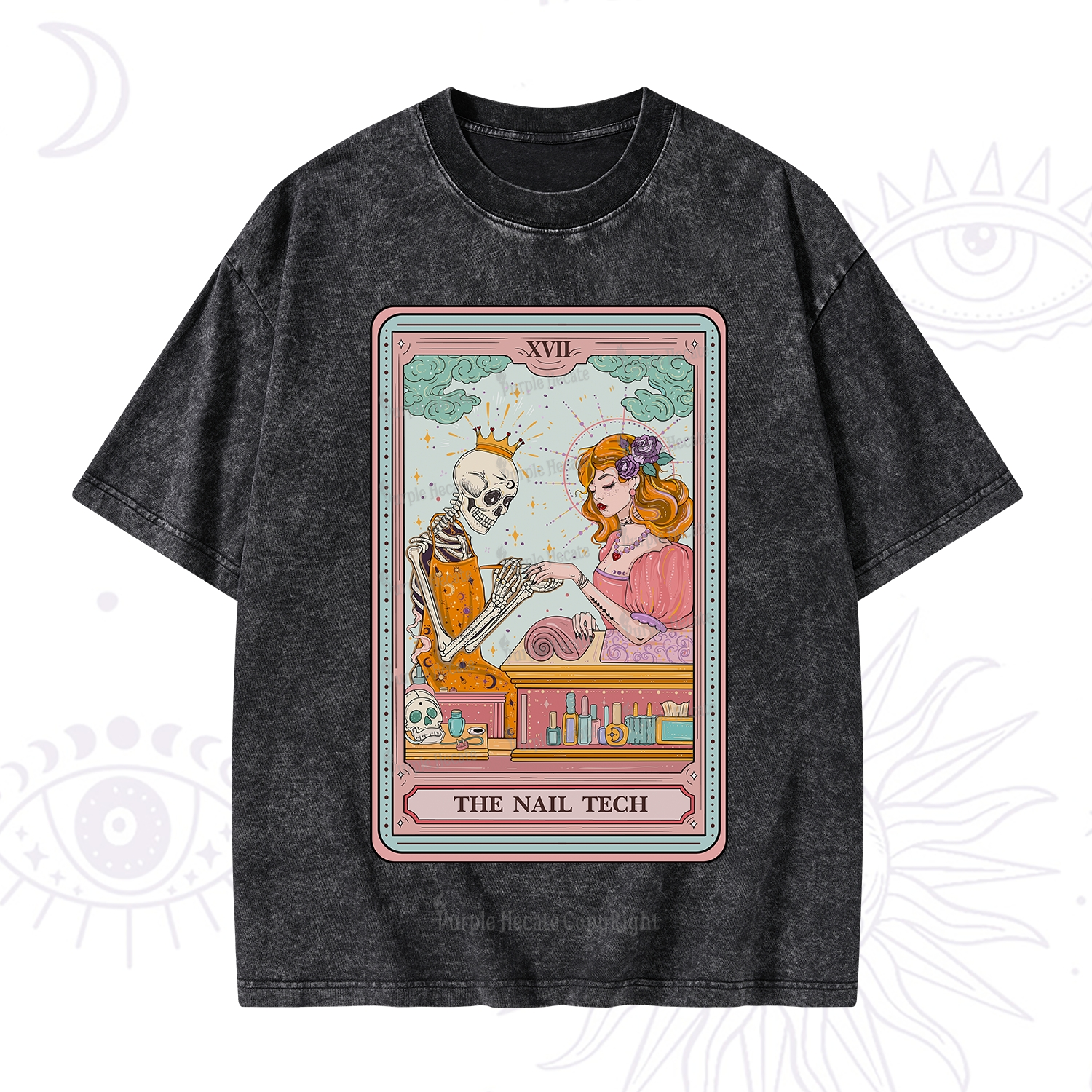 Purplehecate The Nail Tech Life Tarot Washed T-Shirt