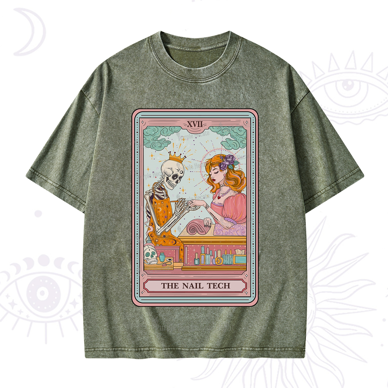 Purplehecate The Nail Tech Life Tarot Washed T-Shirt