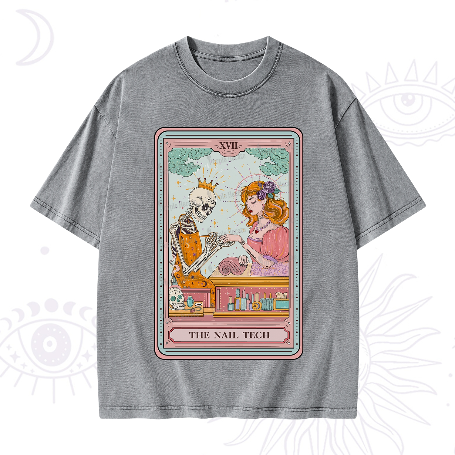 Purplehecate The Nail Tech Life Tarot Washed T-Shirt