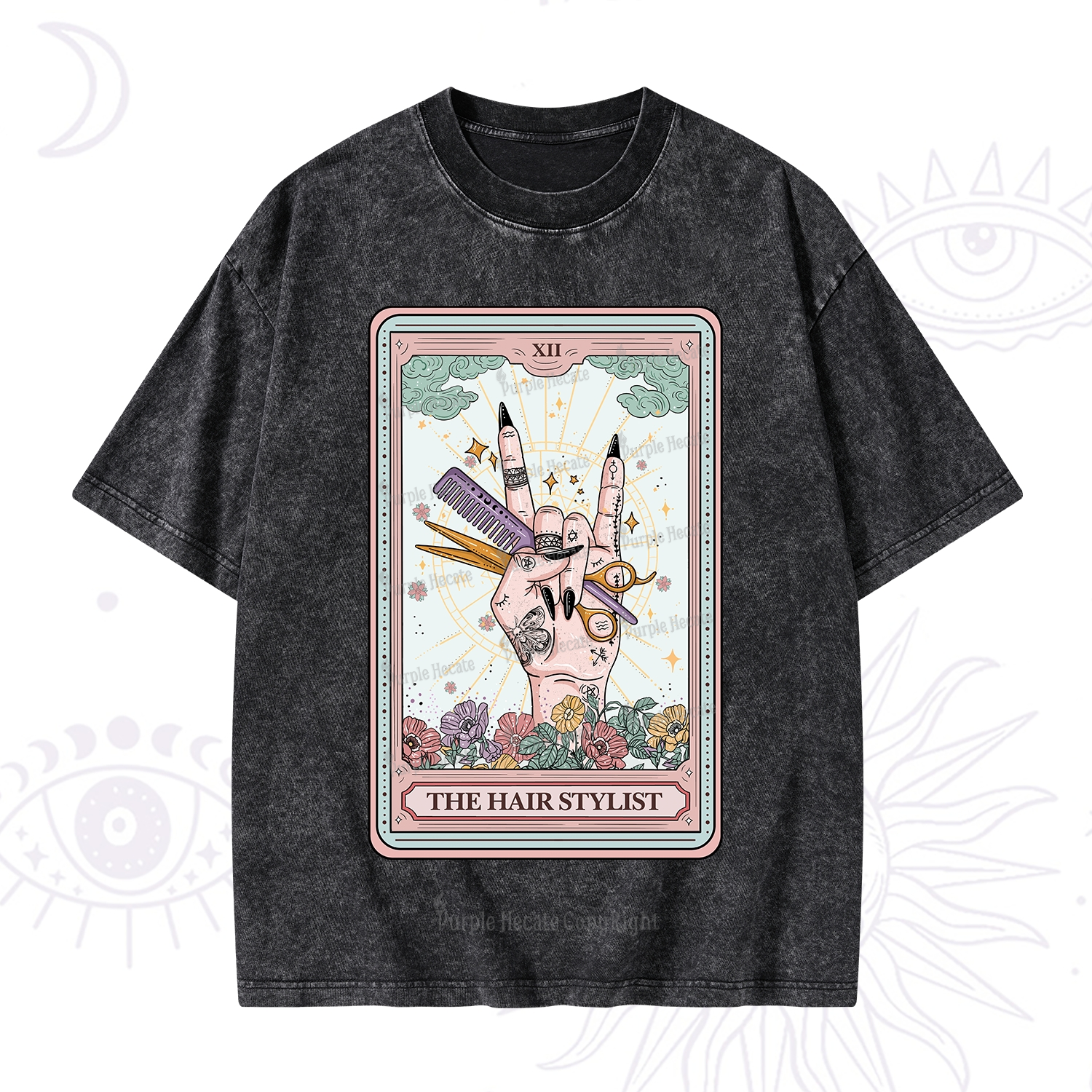 Purplehecate The Hair Stylist Tarot Washed T-Shirt