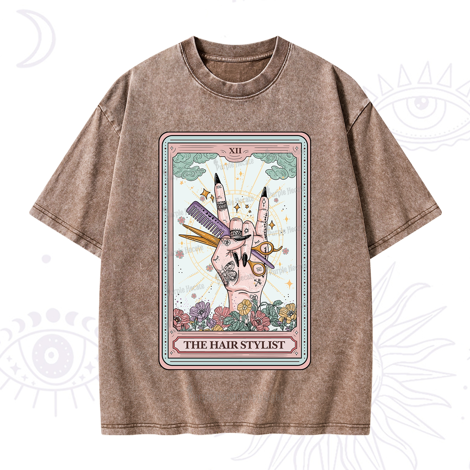 Purplehecate The Hair Stylist Tarot Washed T-Shirt