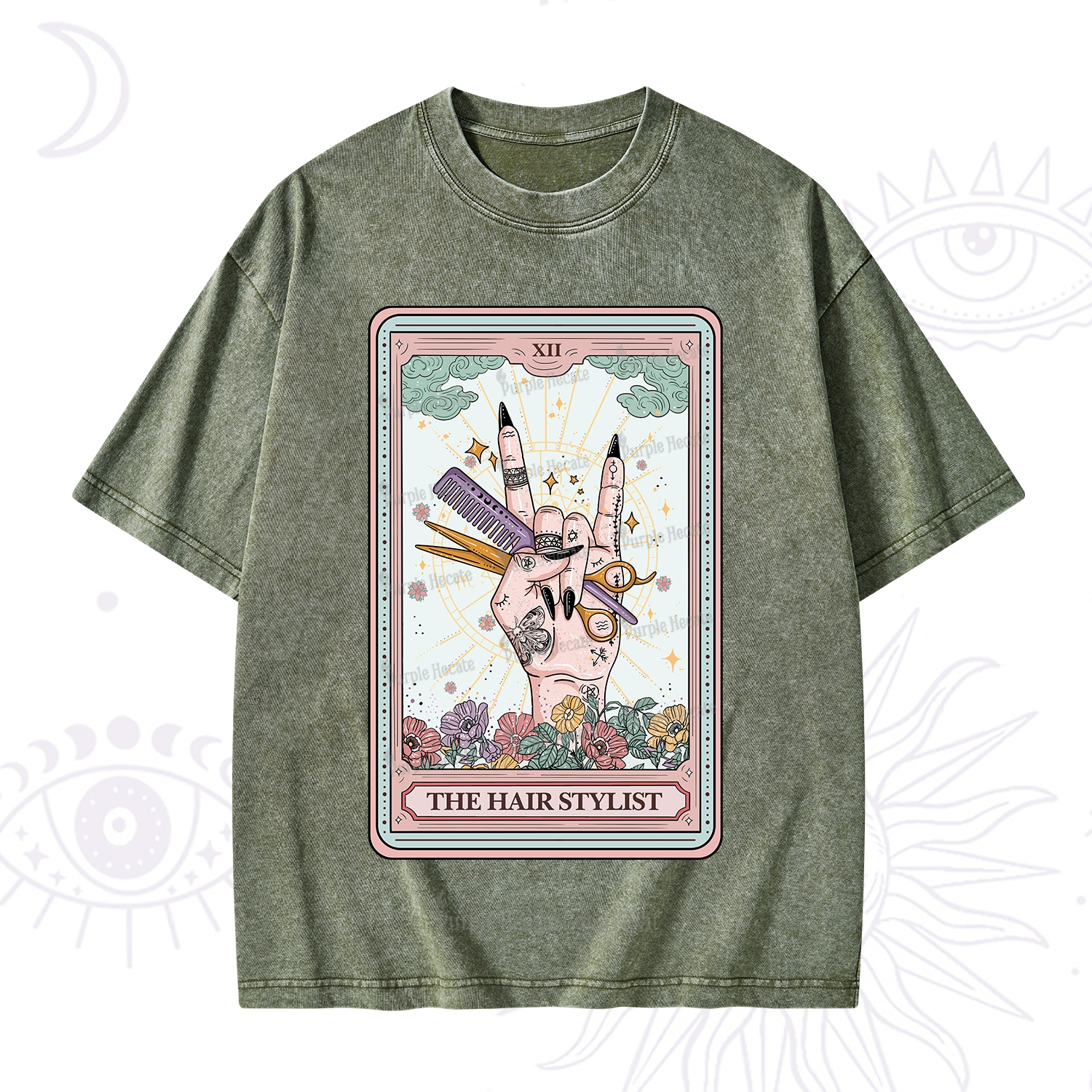 Purplehecate The Hair Stylist Tarot Washed T-Shirt