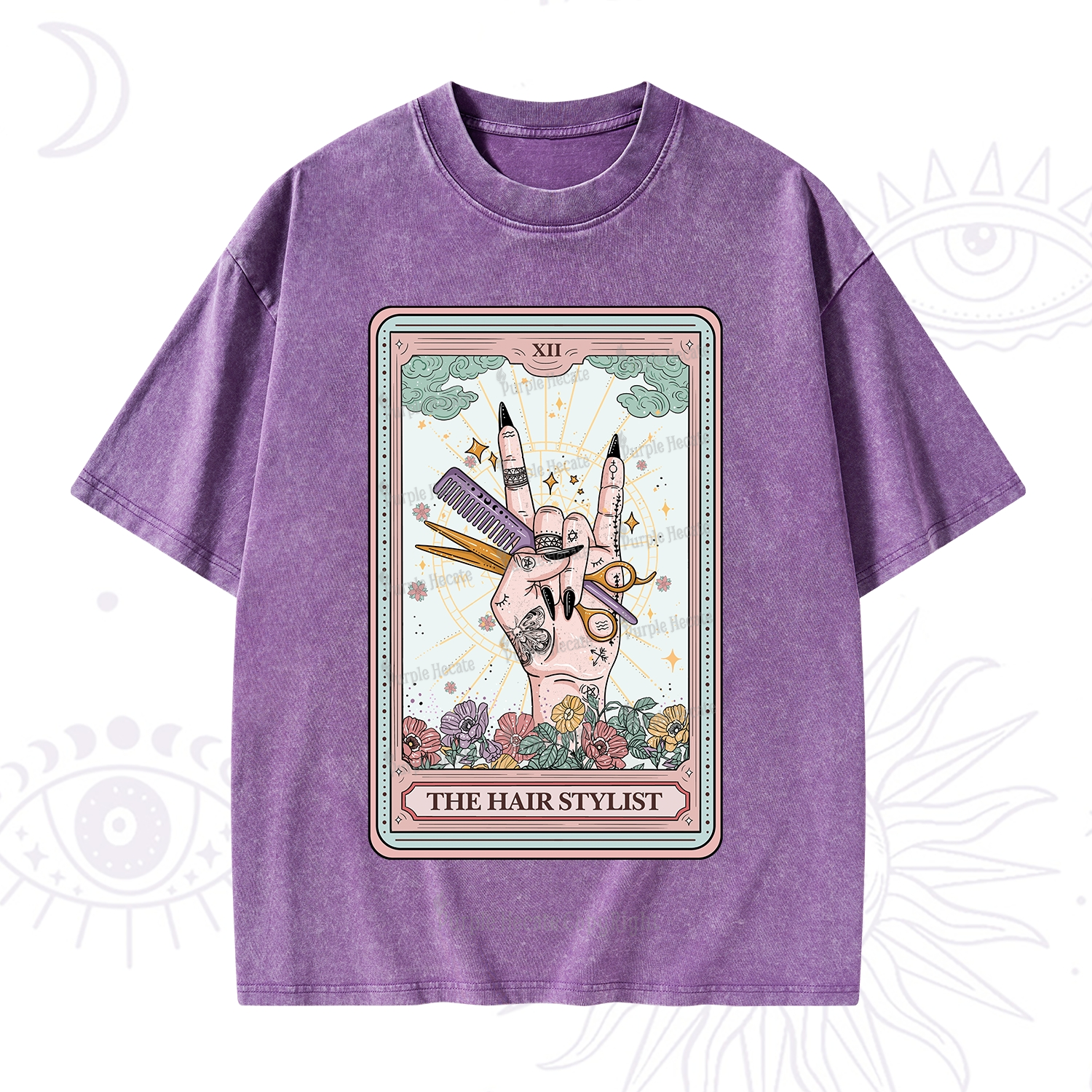 Purplehecate The Hair Stylist Tarot Washed T-Shirt