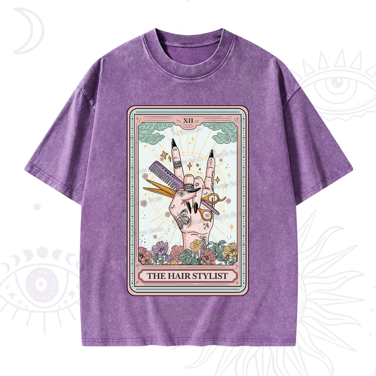 Purplehecate The Hair Stylist Tarot Washed T-Shirt