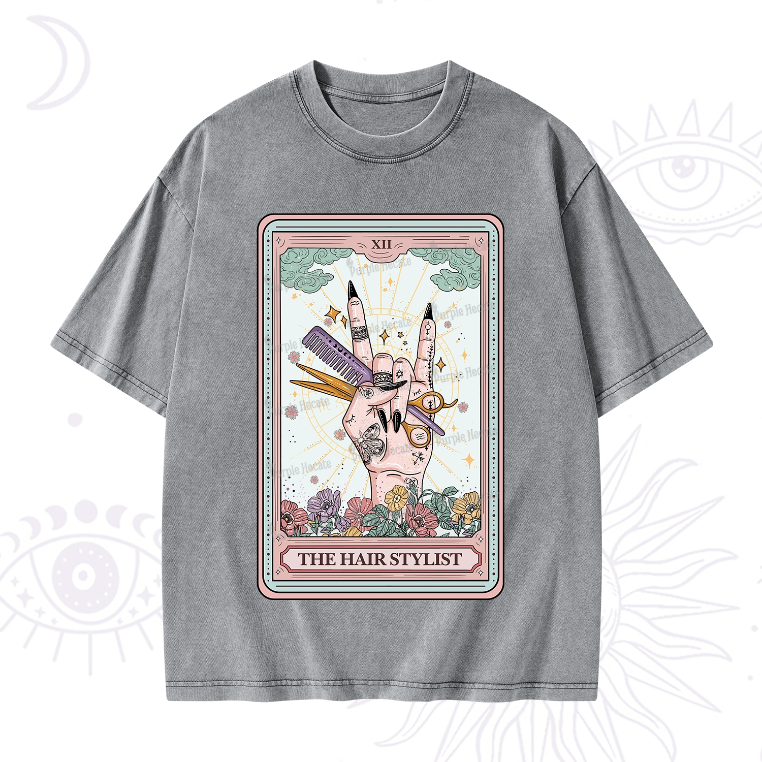Purplehecate The Hair Stylist Tarot Washed T-Shirt