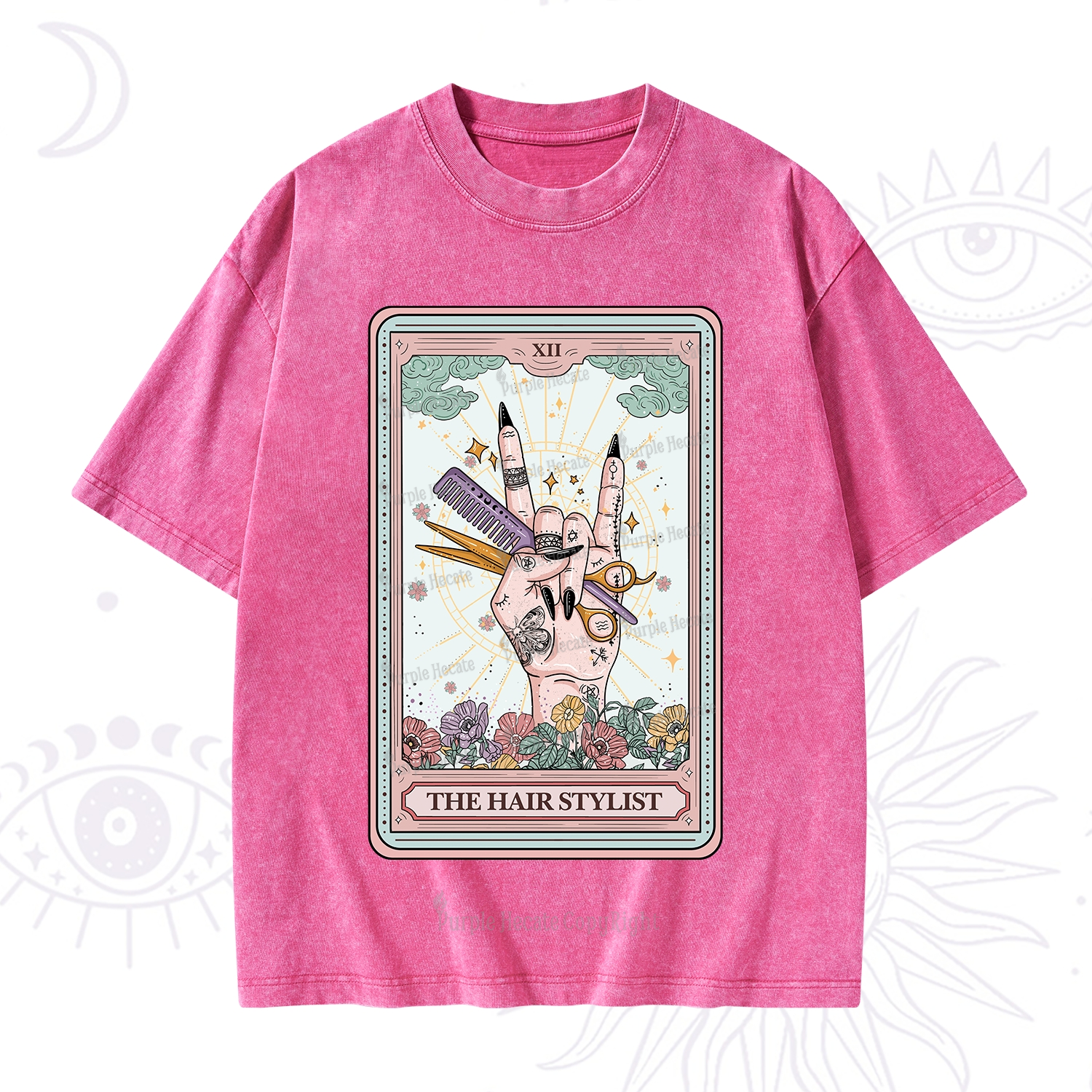 Purplehecate The Hair Stylist Tarot Washed T-Shirt