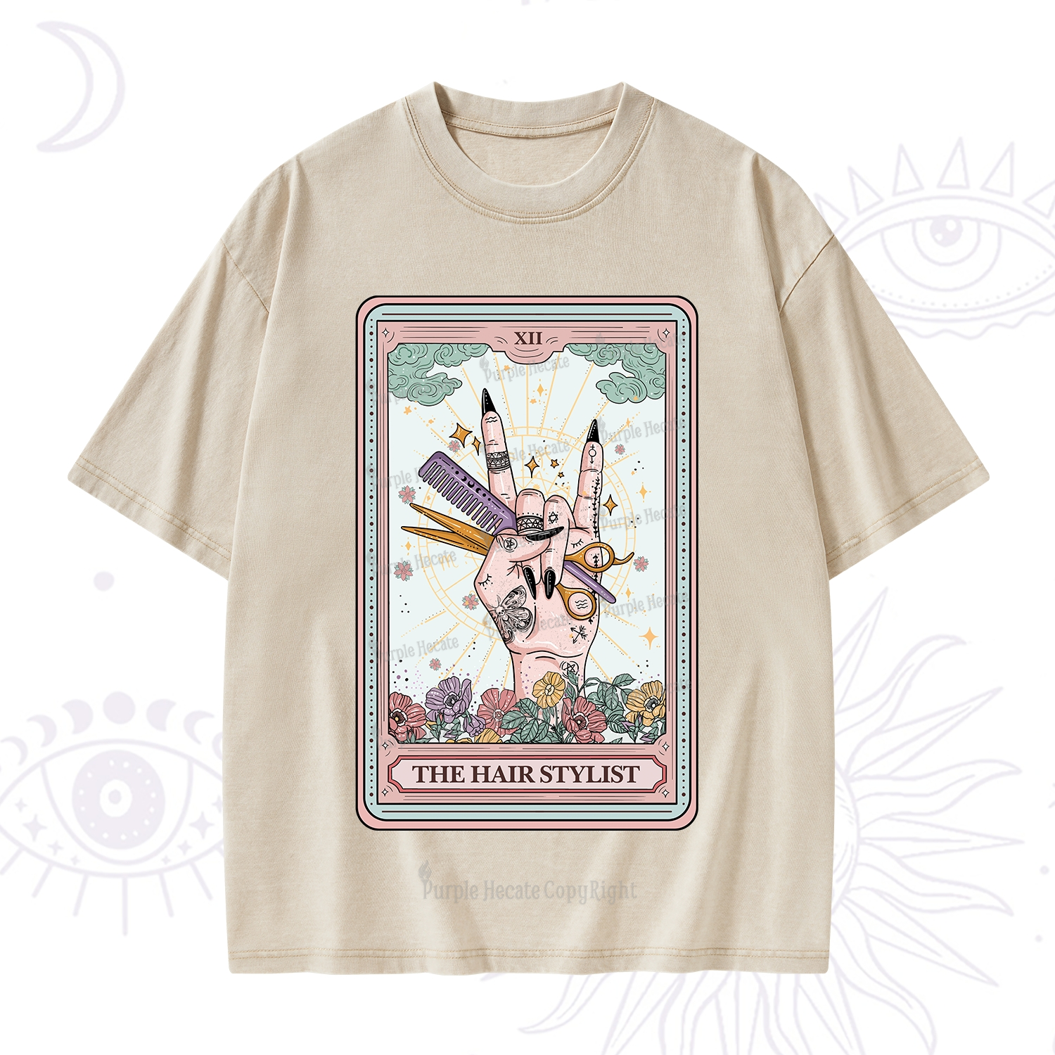 Purplehecate The Hair Stylist Tarot Washed T-Shirt