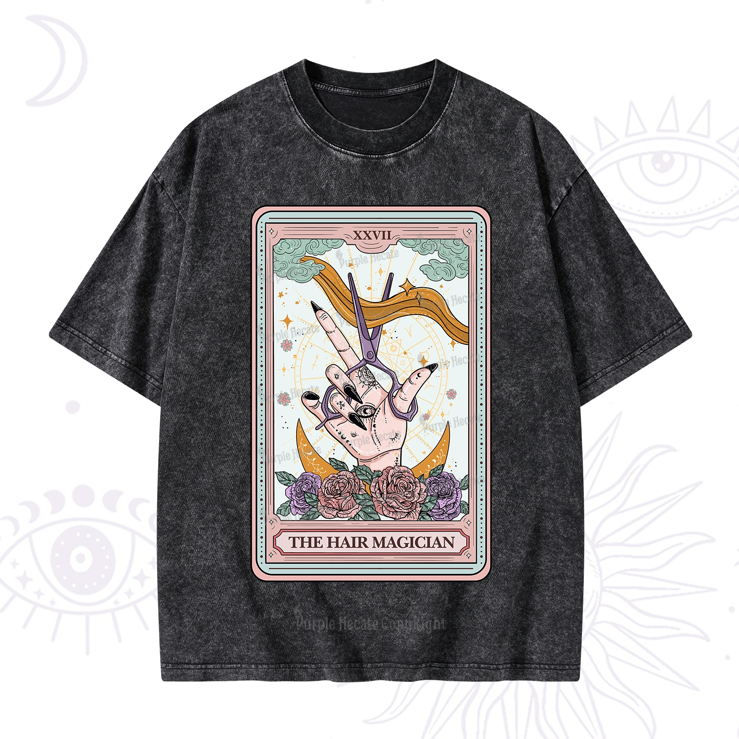 Purplehecate The Hair Magician Tarot Washed T-Shirt