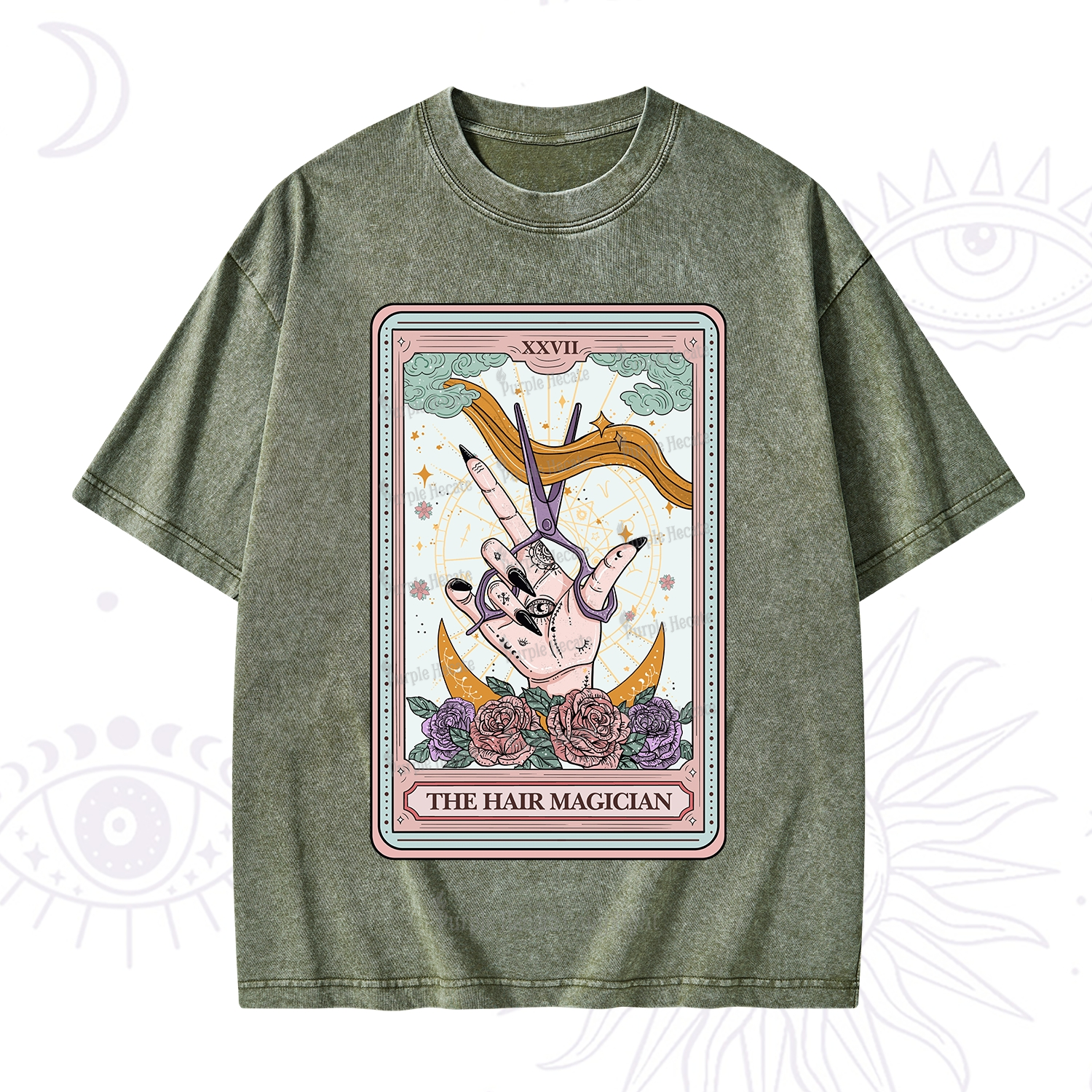 Purplehecate The Hair Magician Tarot Washed T-Shirt