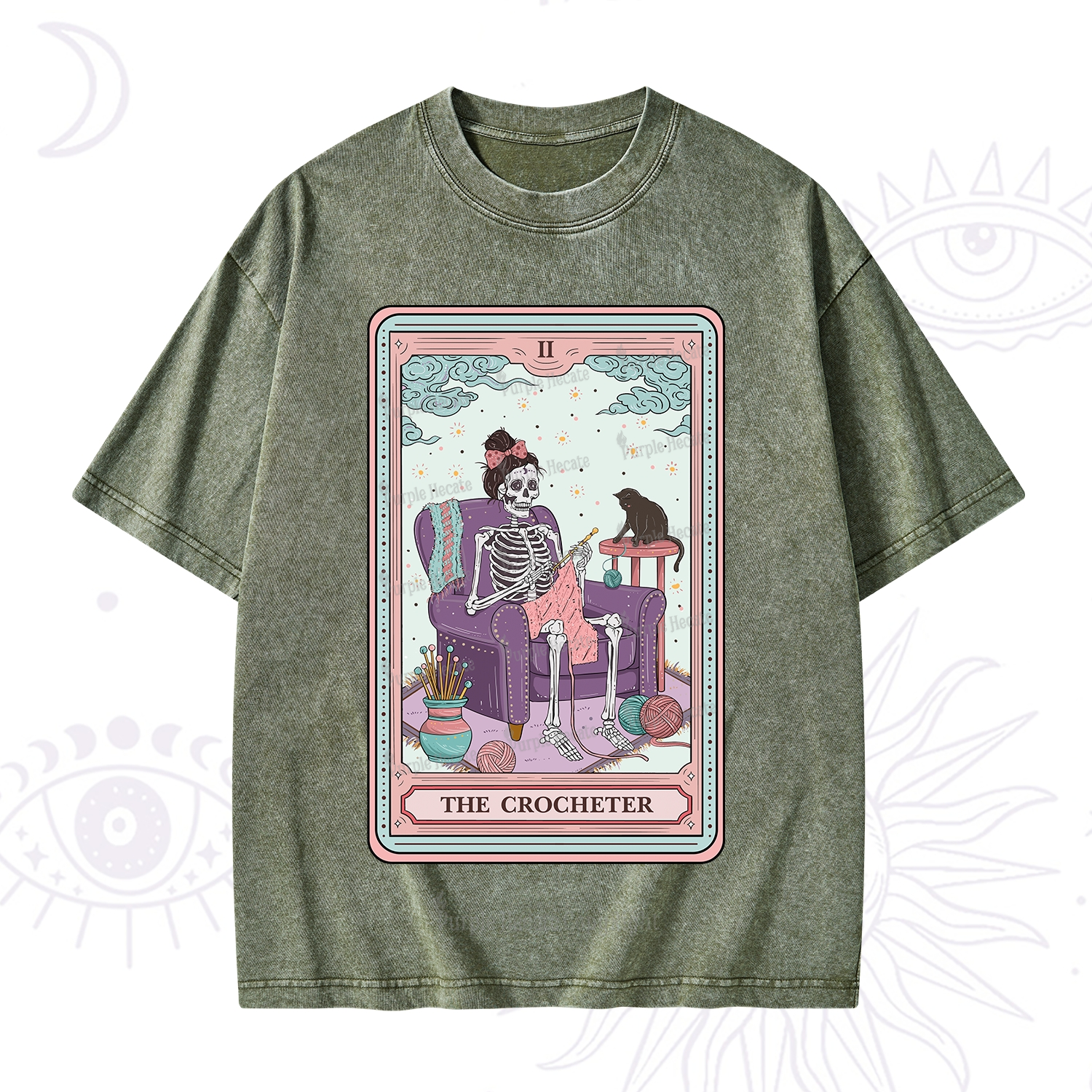 Purplehecate The Crocheter Tarot Washed T-Shirt