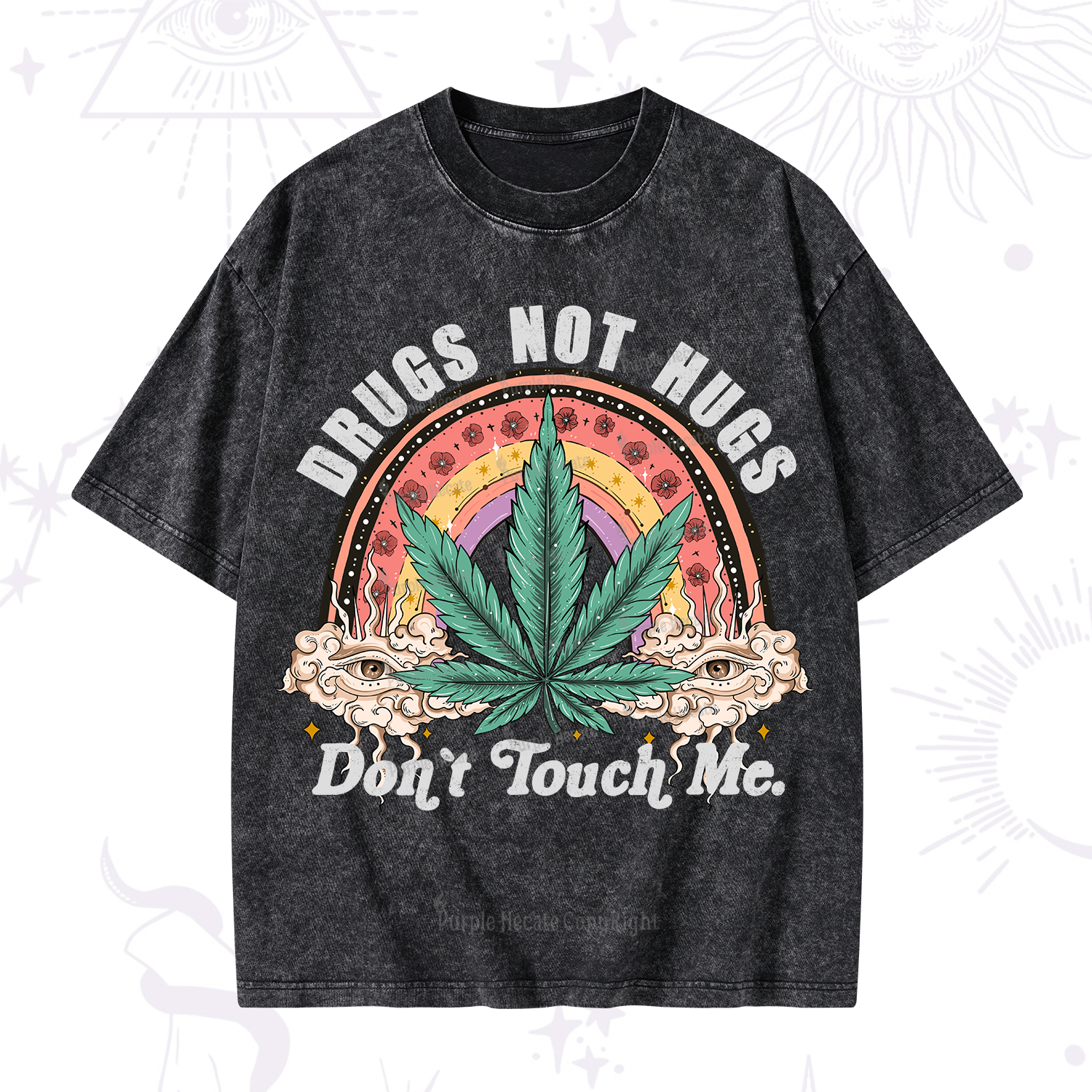 Purplehecate Drugs Not Hugs Washed T-Shirt