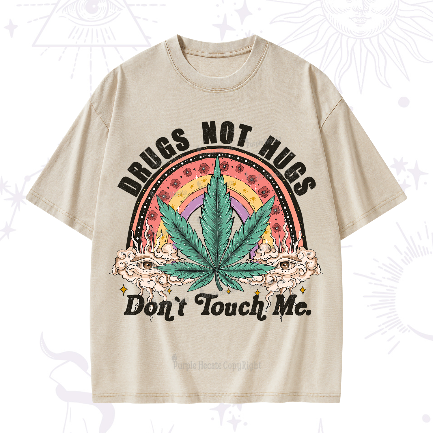 Purplehecate Drugs Not Hugs Washed T-Shirt