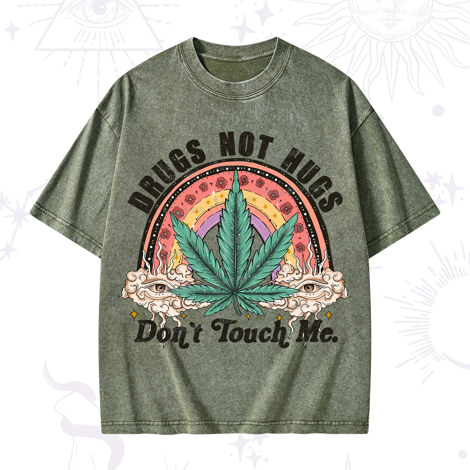 Purplehecate Drugs Not Hugs Washed T-Shirt