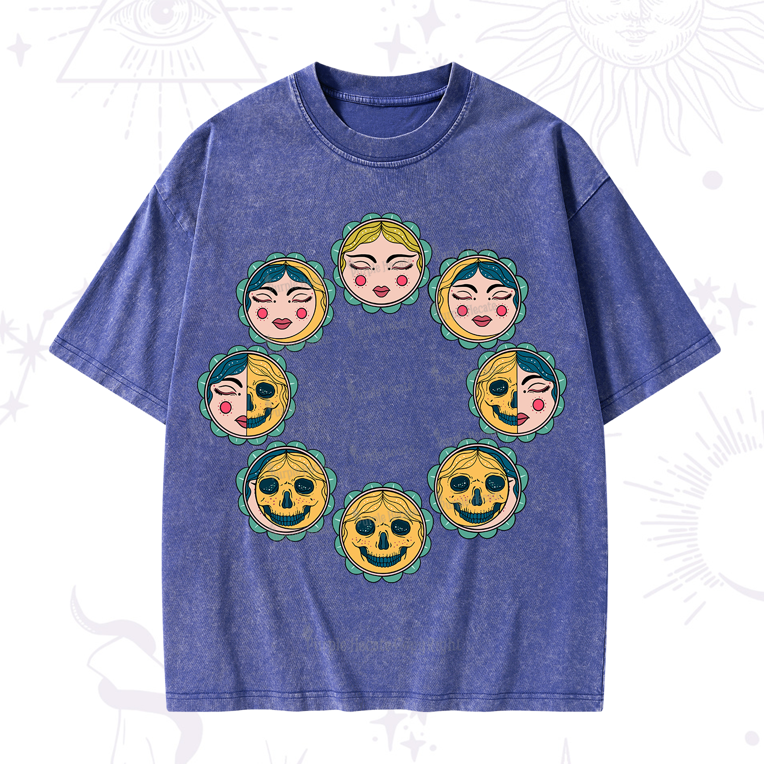 Purplehecate Lunar Skull Cycle Washed T-Shirt