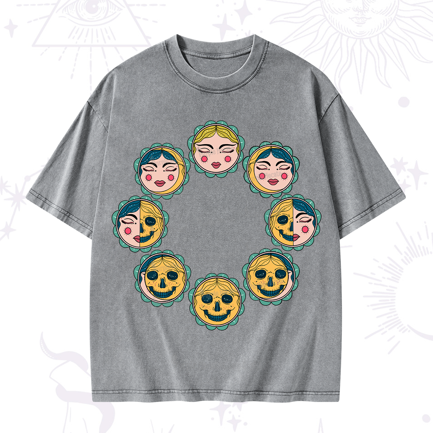 Purplehecate Lunar Skull Cycle Washed T-Shirt