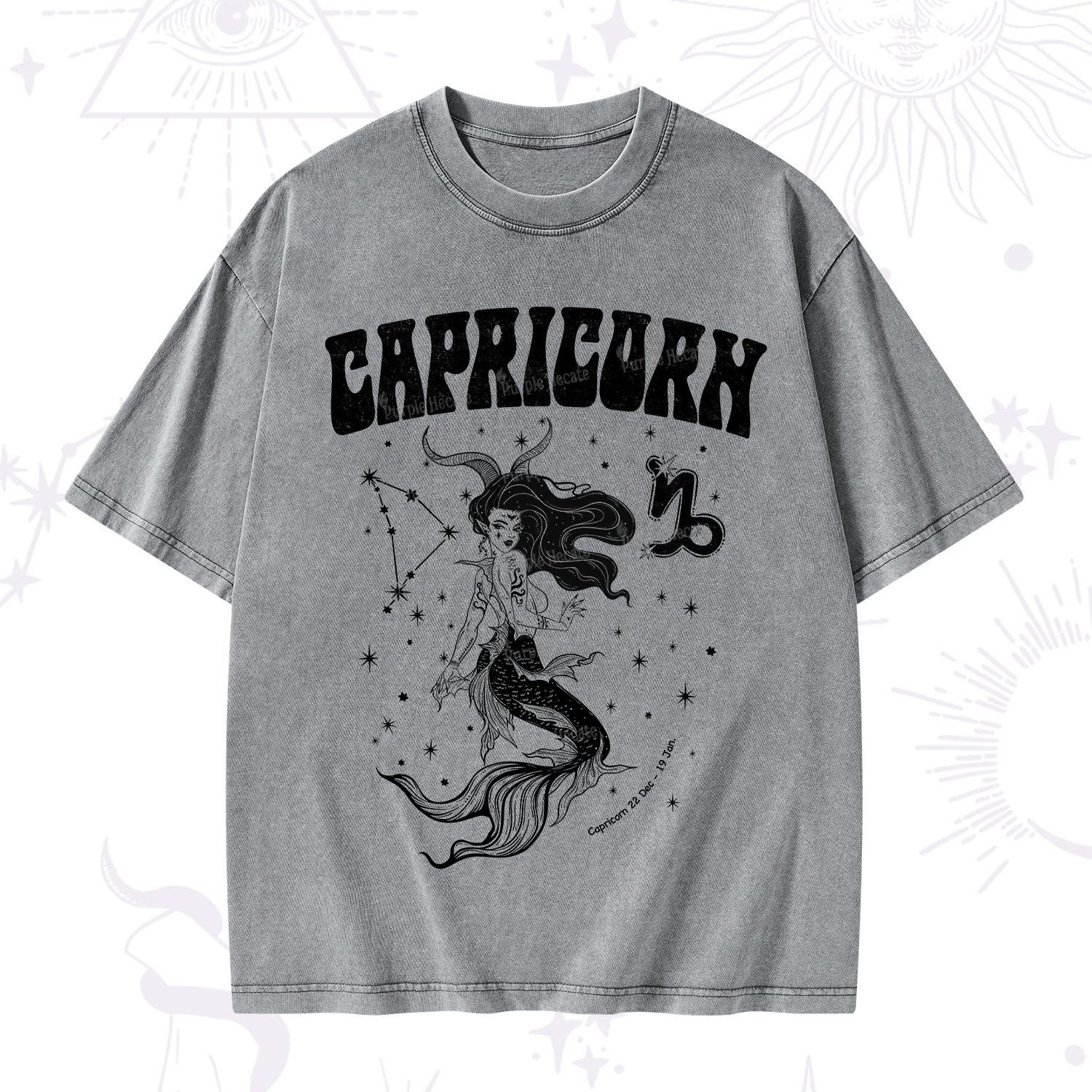 Purplehecate Capricorn Zodiac Glyphs Washed T-Shirt