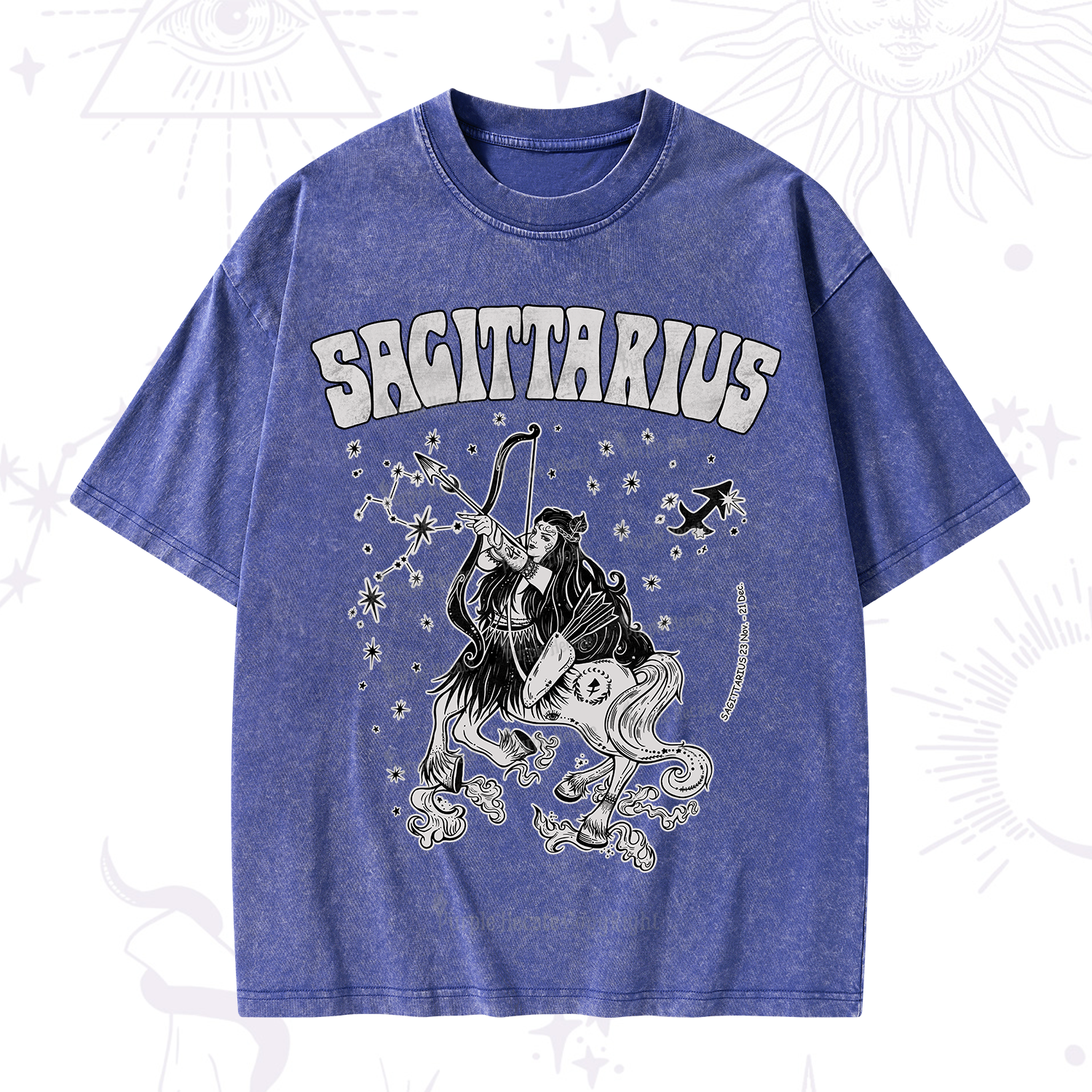 Purplehecate Sagittarius Zodiac Glyphs Washed T-Shirt