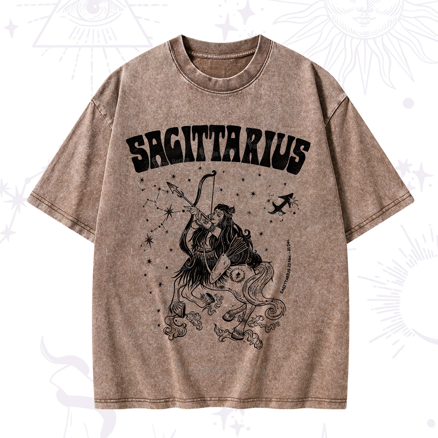 Purplehecate Sagittarius Zodiac Glyphs Washed T-Shirt