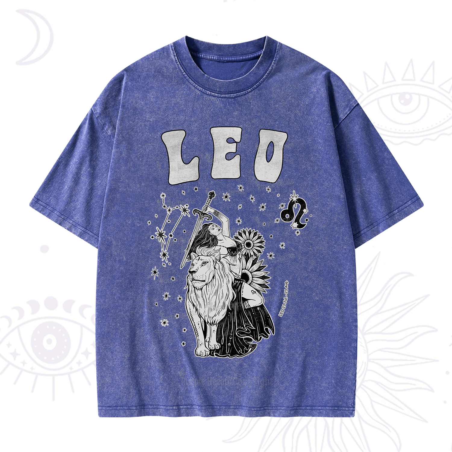 Purplehecate Leo Zodiac Glyphs  Washed T-Shirt