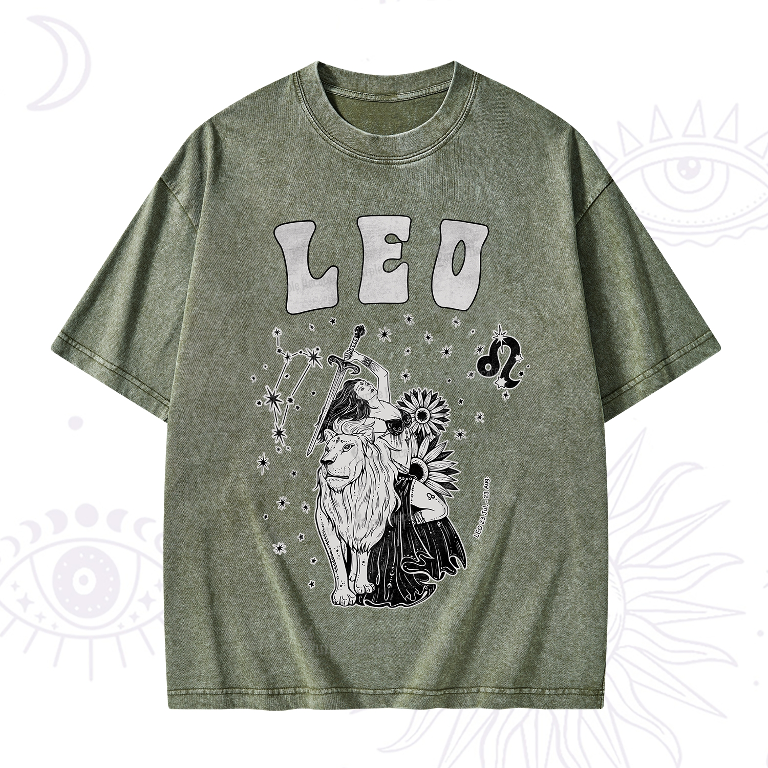 Purplehecate Leo Zodiac Glyphs  Washed T-Shirt