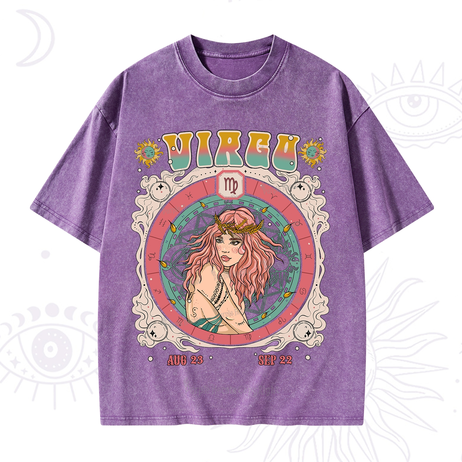 Purplehecate Virgo Cosmic Zodiac Washed T-Shirt