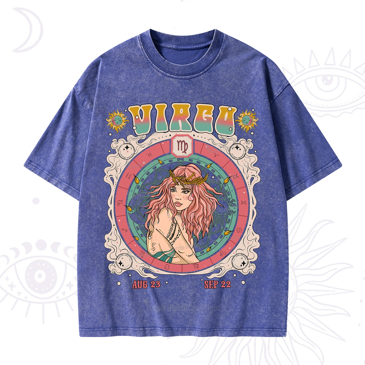 Purplehecate Virgo Cosmic Zodiac Washed T-Shirt