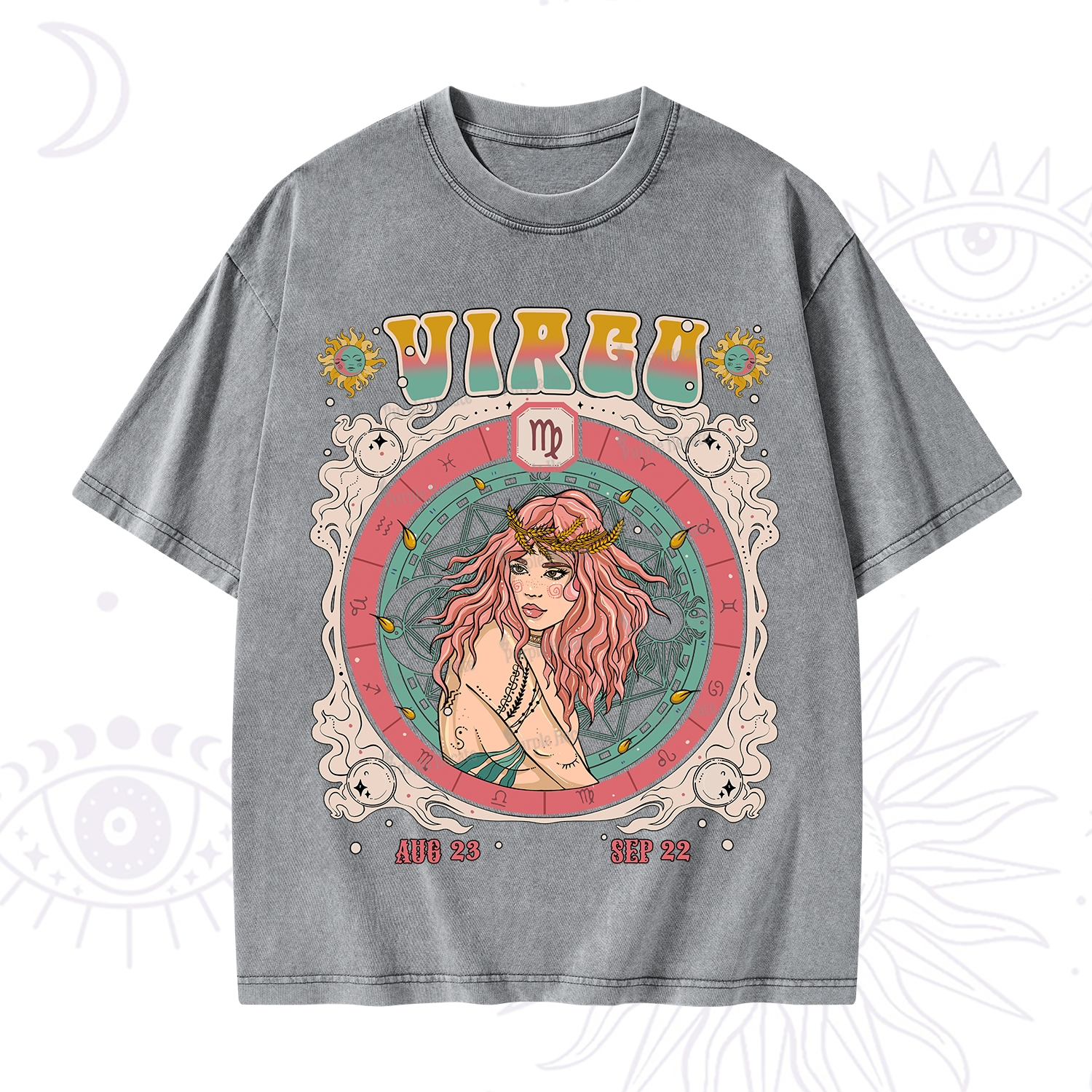 Purplehecate Virgo Cosmic Zodiac Washed T-Shirt