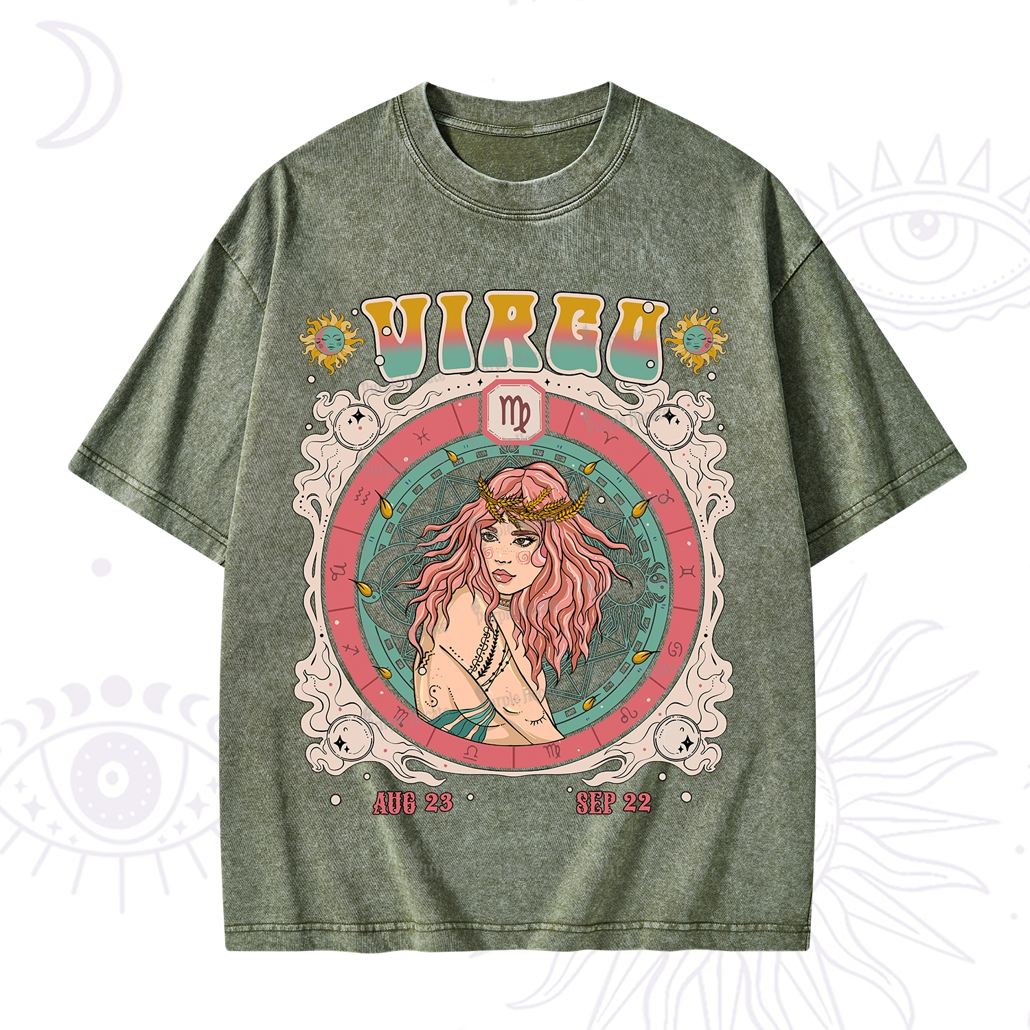 Purplehecate Virgo Cosmic Zodiac Washed T-Shirt