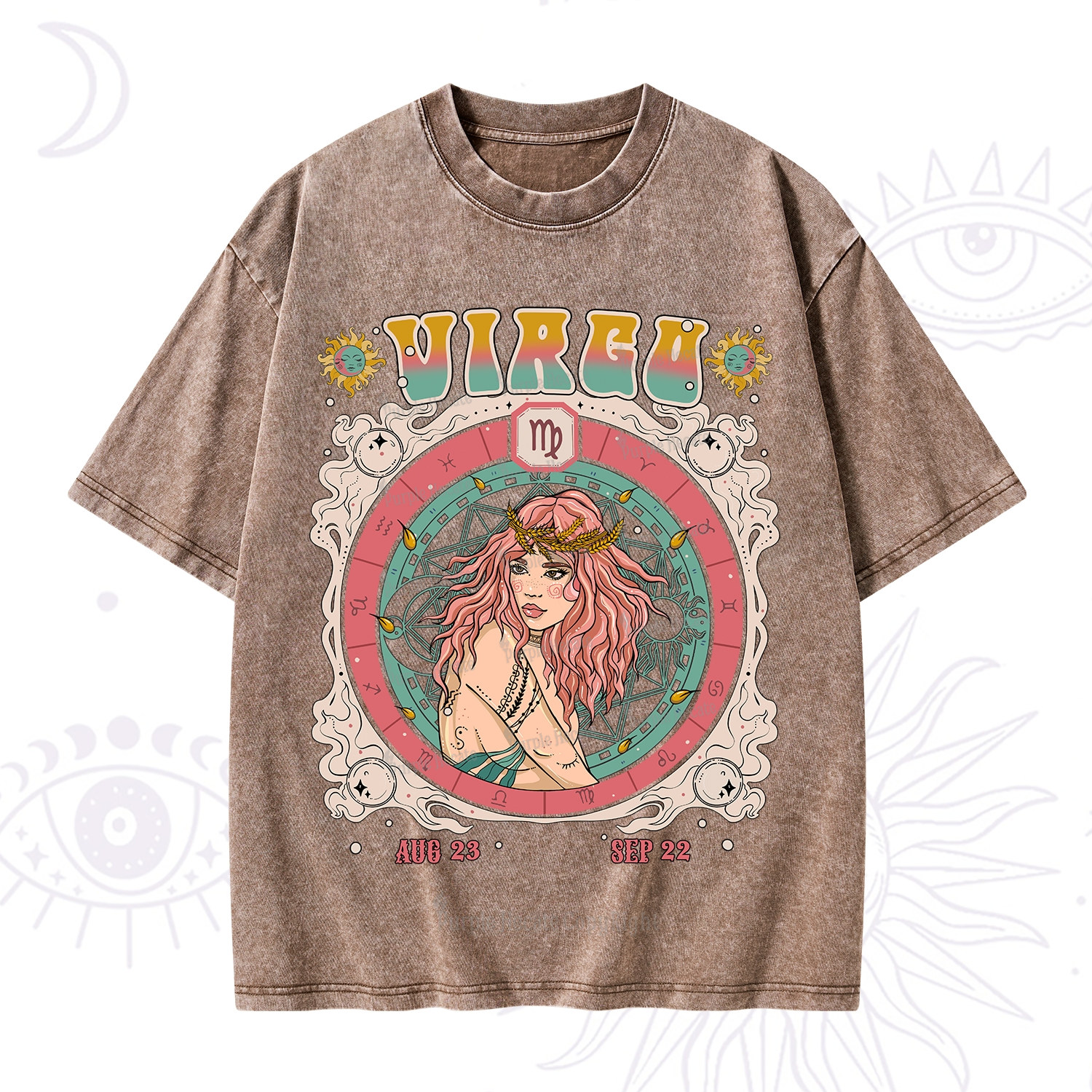 Purplehecate Virgo Cosmic Zodiac Washed T-Shirt