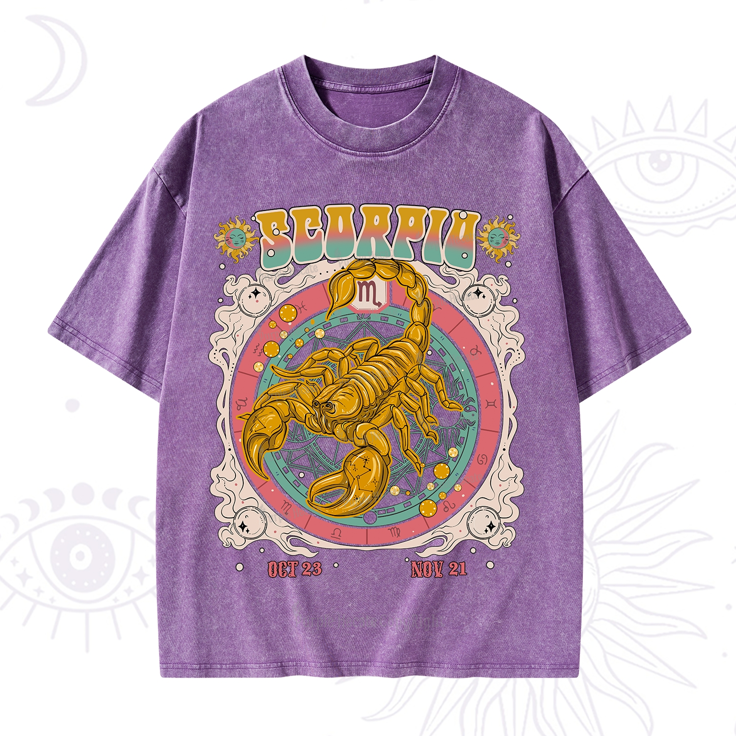 Purplehecate Scorpio Cosmic Zodiac Washed T-Shirt