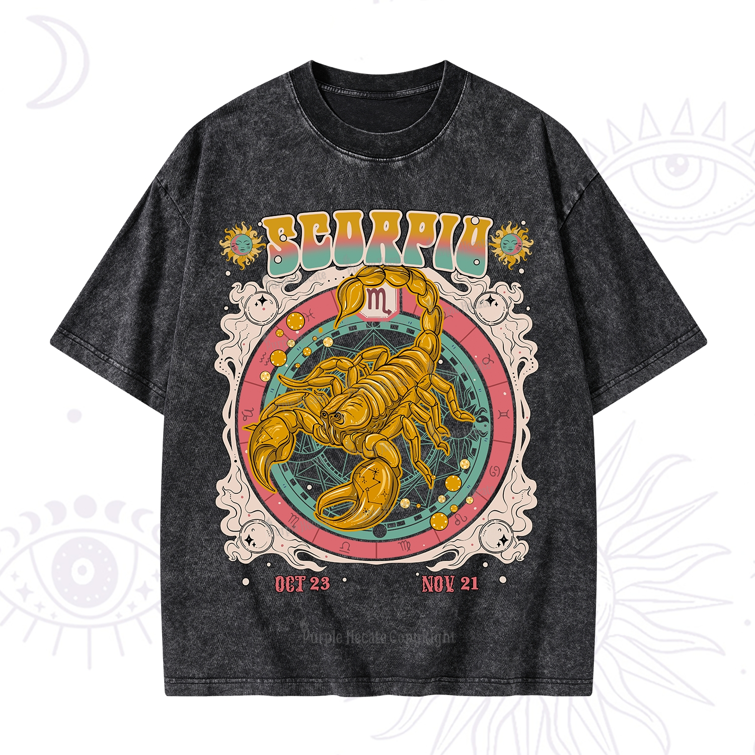 Purplehecate Scorpio Cosmic Zodiac Washed T-Shirt