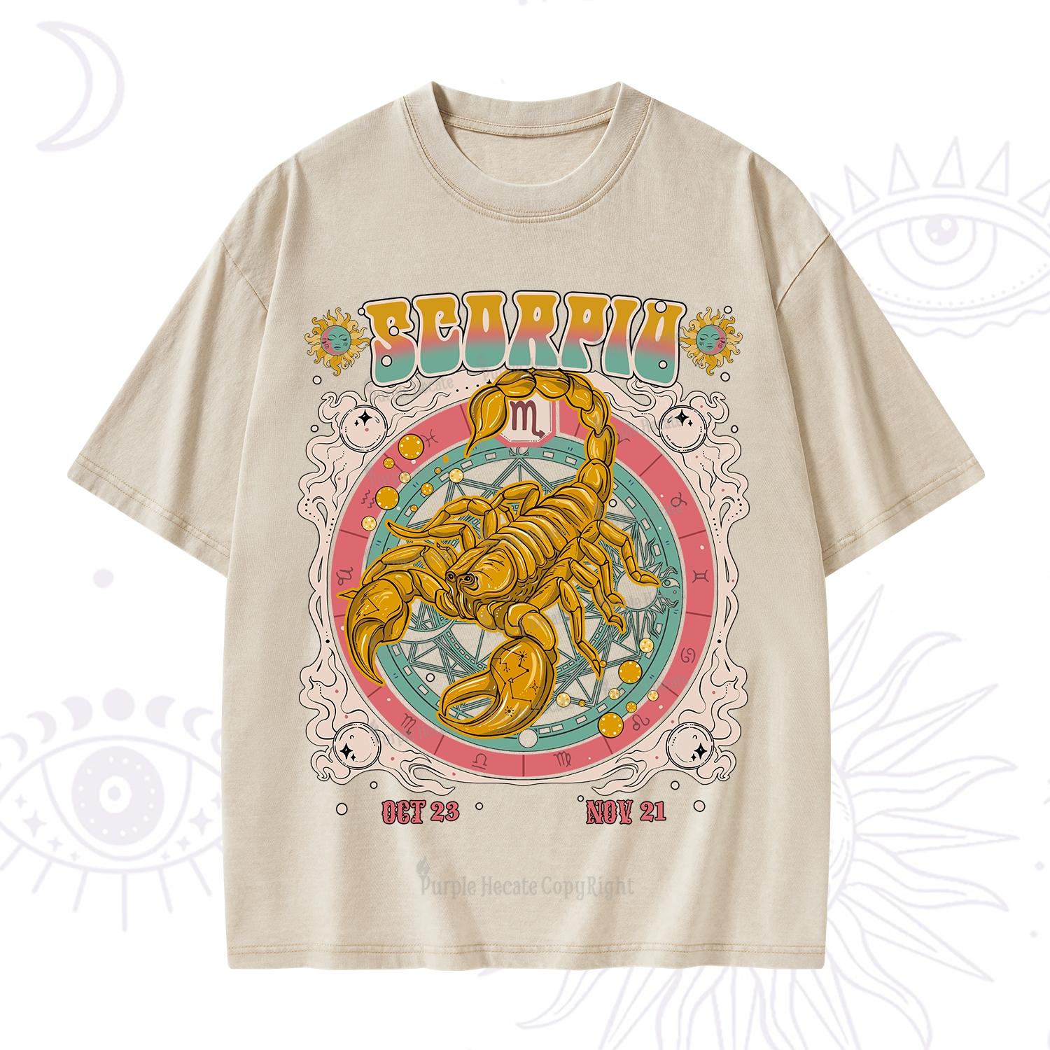 Purplehecate Scorpio Cosmic Zodiac Washed T-Shirt