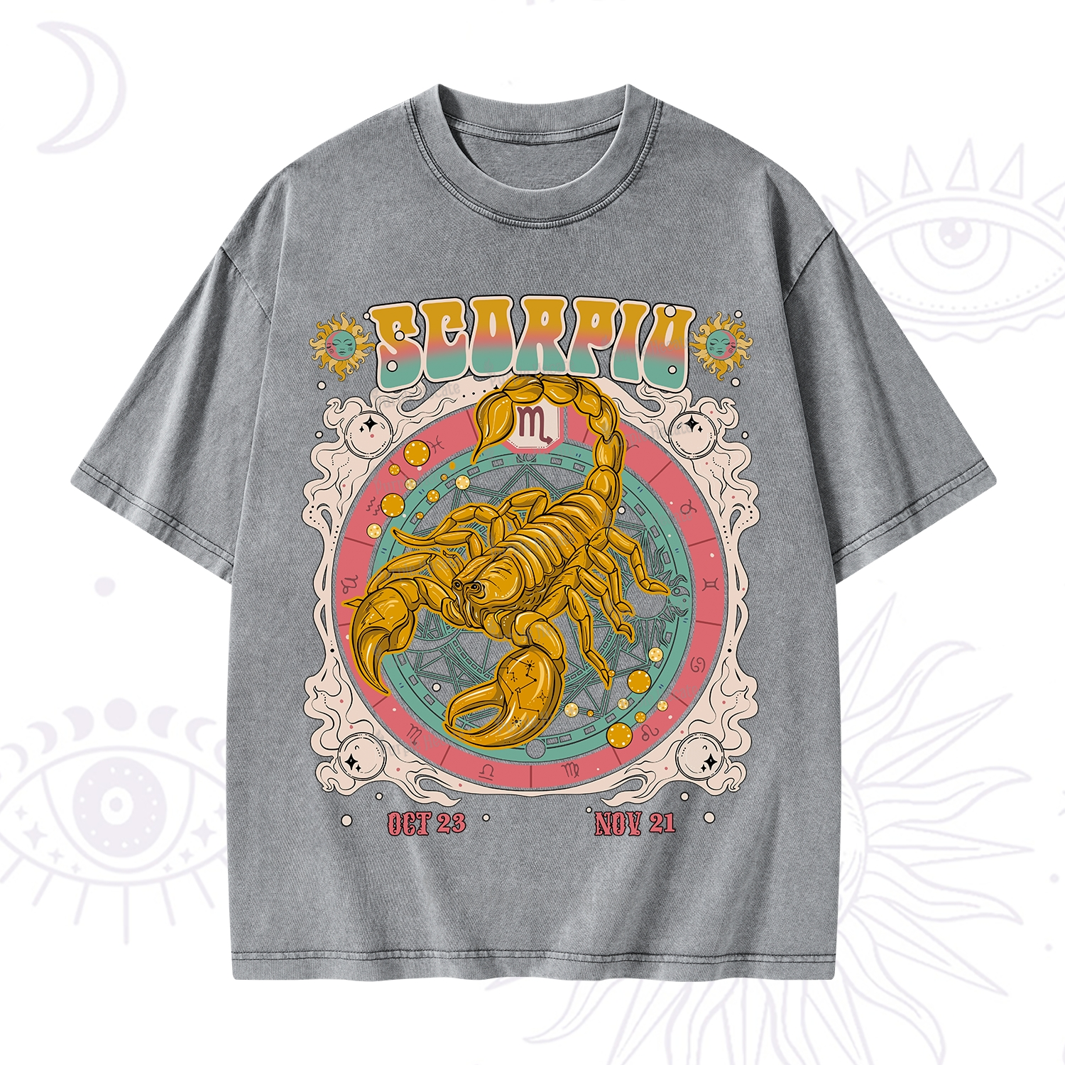 Purplehecate Scorpio Cosmic Zodiac Washed T-Shirt