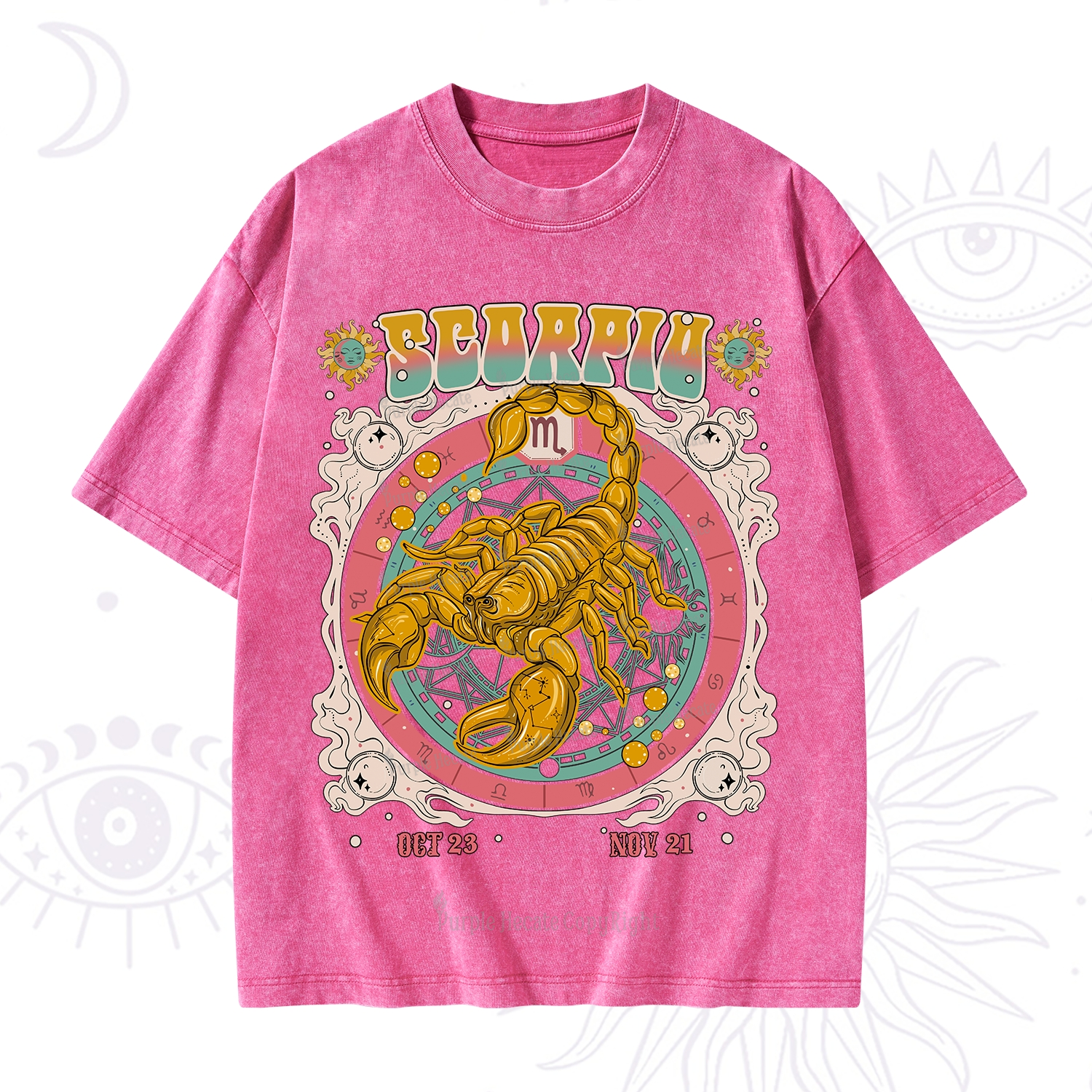 Purplehecate Scorpio Cosmic Zodiac Washed T-Shirt