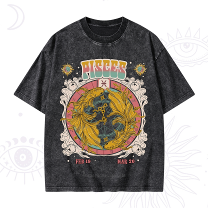 Purplehecate Pisces Cosmic Zodiac Washed T-Shirt