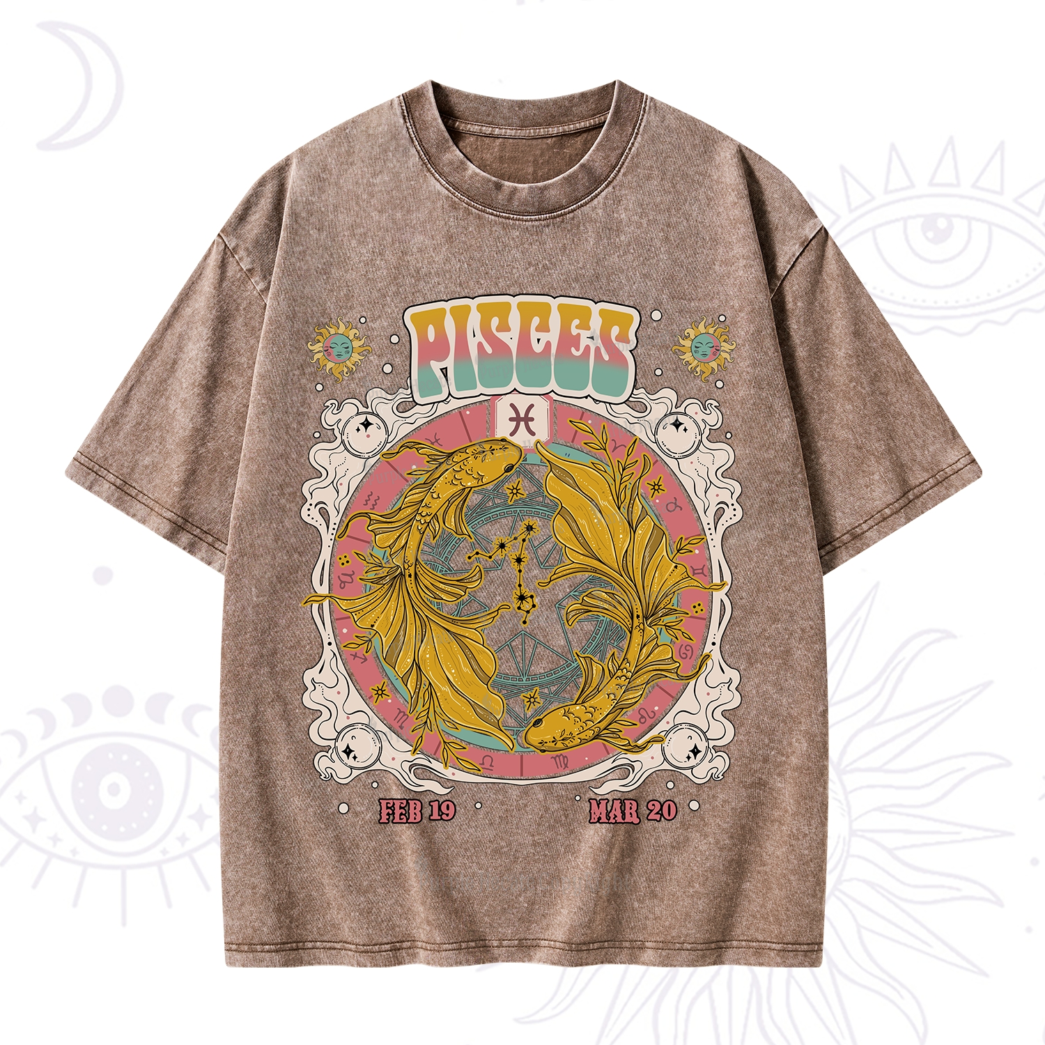 Purplehecate Pisces Cosmic Zodiac Washed T-Shirt