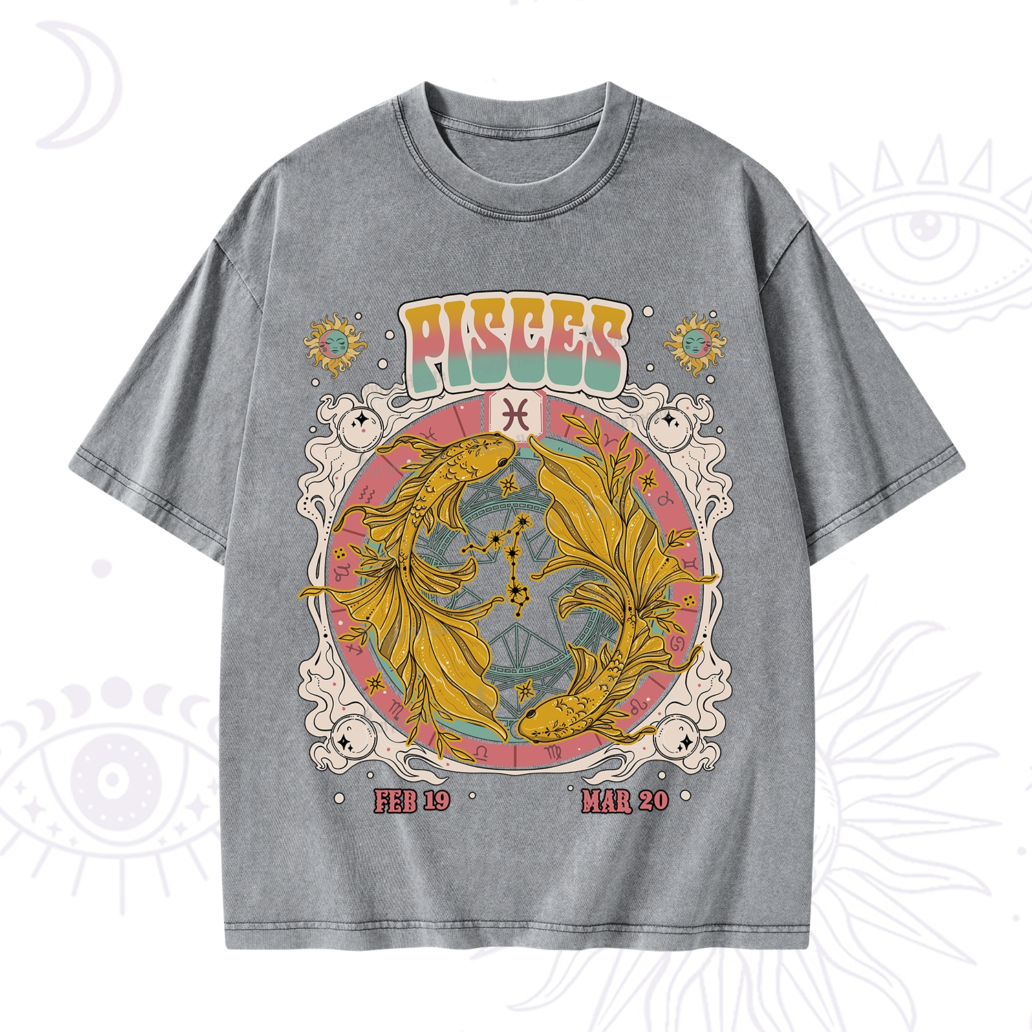 Purplehecate Pisces Cosmic Zodiac Washed T-Shirt