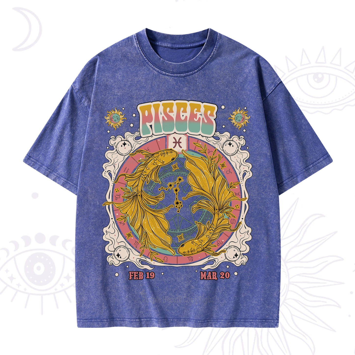 Purplehecate Pisces Cosmic Zodiac Washed T-Shirt