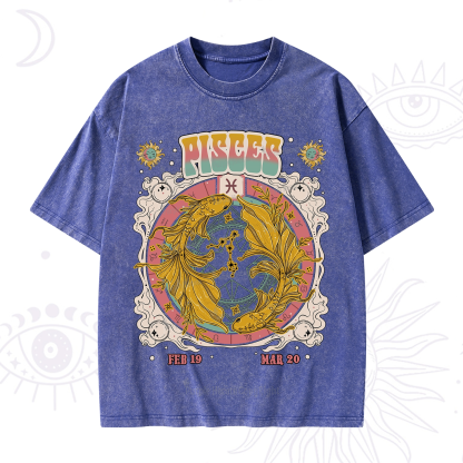 Purplehecate Pisces Cosmic Zodiac Washed T-Shirt