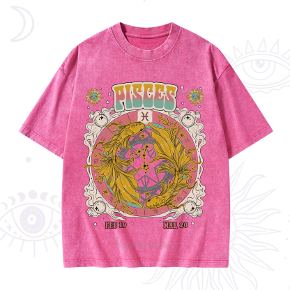 Purplehecate Pisces Cosmic Zodiac Washed T-Shirt